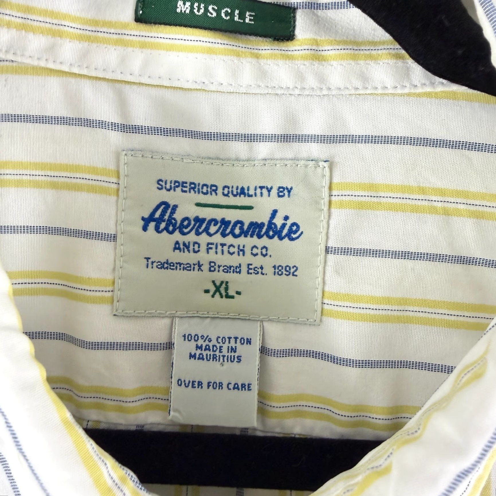 Abercrombie & Fitch VINTAGE Abercrombie & Fitch Button-Down Shirt Mens XL Yellow Stripe Muscle Shirt Size US XL / EU 56 / 4 - 7 Thumbnail