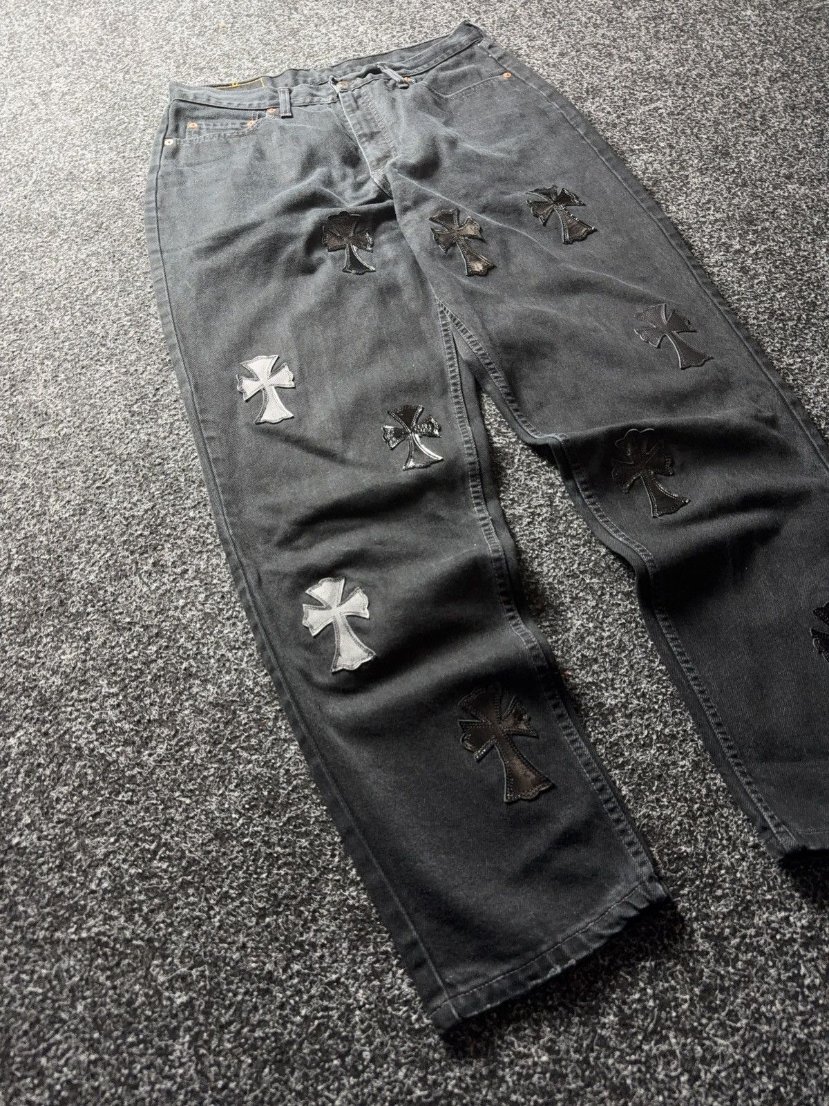 Vintage Vintage 90s Custom Chrome Hearts Style Cross Denim Jeans Size US 33 - 2 Thumbnail