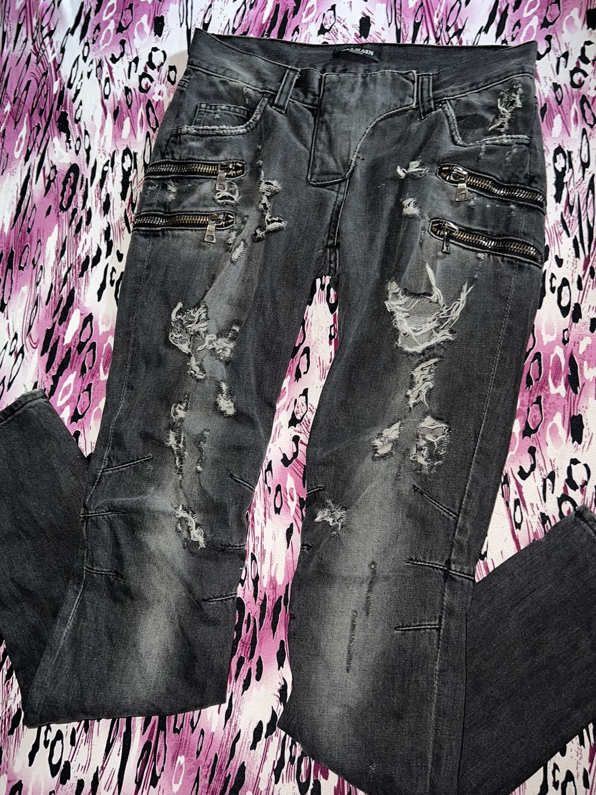 Balmain Rare Balmain by Christophe Decarnin distressed biker denim ➕ Size 26" / US 2 / IT 38 - 10 Thumbnail