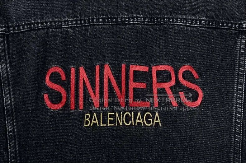 Balenciaga Balenciaga Black Washed Distressed Collar Ripped Back Embr Size US M / EU 48-50 / 2 - 6 Thumbnail