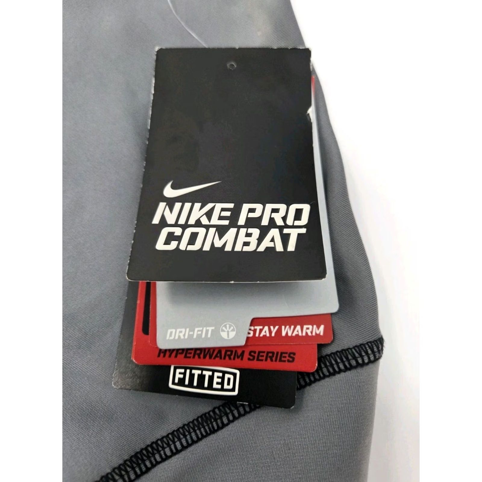 Nike Nike Pro Combat Dri Fit Hyperwarm Max Fitted Long Sleeve Shirt 2XL Grey/Black Nike Mens Athletic Mock Neck Pullover 48 in Chest Size US XXL / EU 58 / 5 - 7 Thumbnail