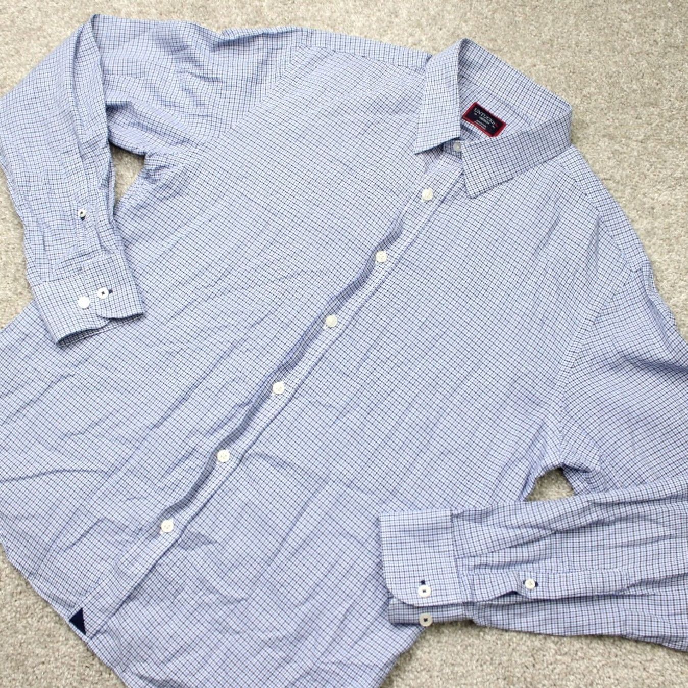 UNTUCKit UNTUCKit Shirt Men Medium Blue Checkered 100% Cotton Long Sleeve Button-Up Carded? Size US M / EU 48-50 / 2 - 4 Thumbnail