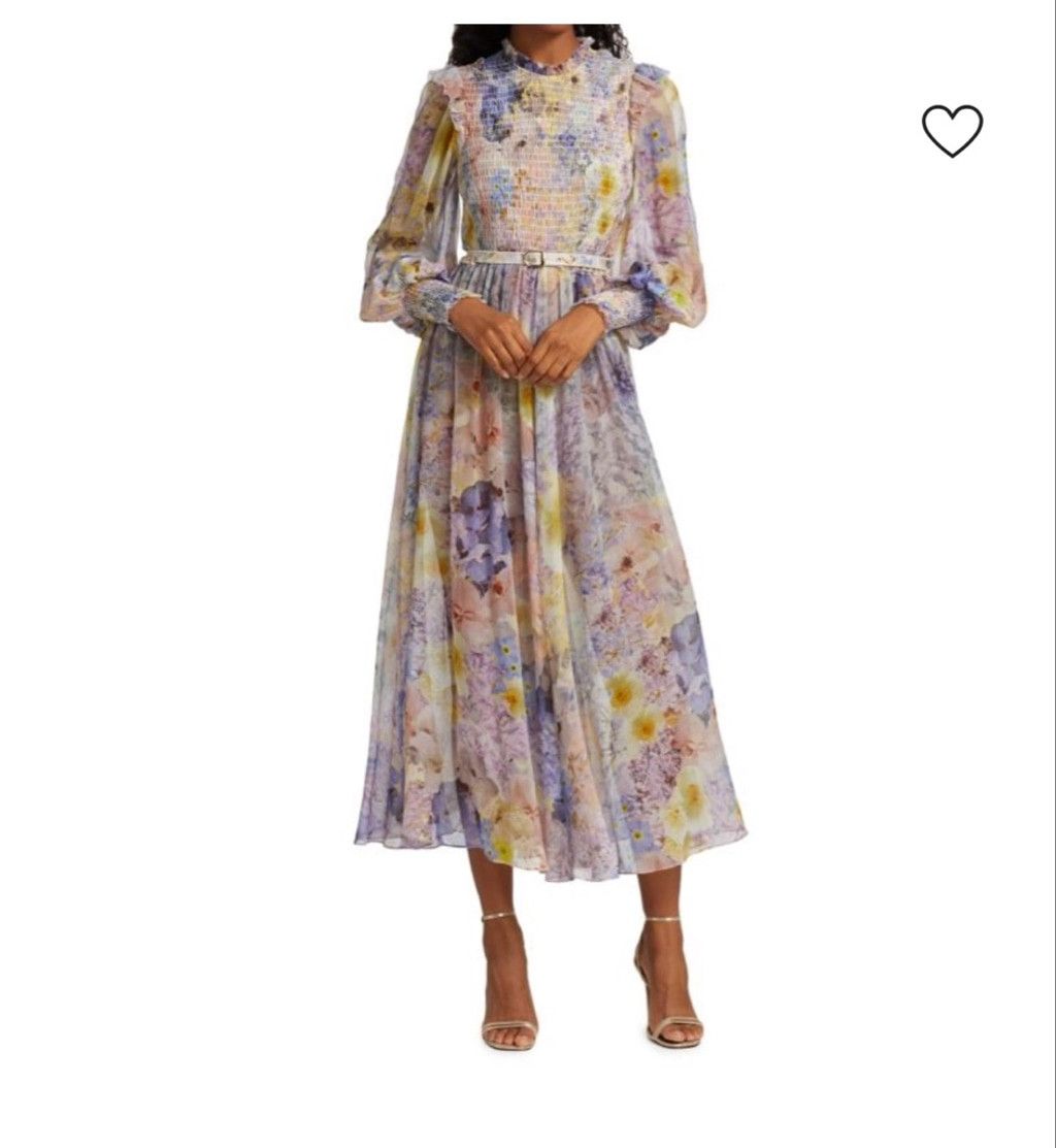 Zimmermann Women's Zimmermann Rhythmic Shirred Midi Dress Size S / US 4 / IT 40 - 2 Thumbnail