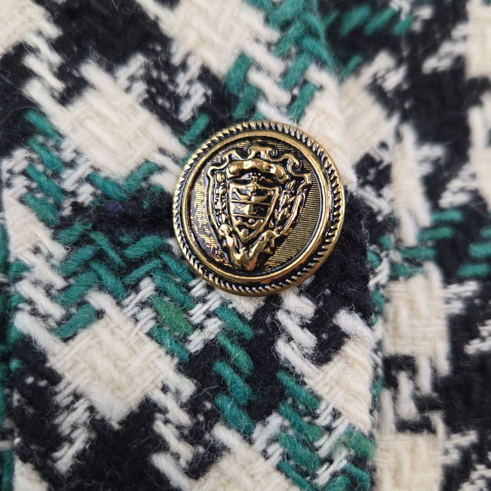 Ann Taylor 1980s Ann Taylor Green Black Wool Houndstooth Blazer Size 2 Size XS / US 0-2 / IT 36-38 - 6 Thumbnail