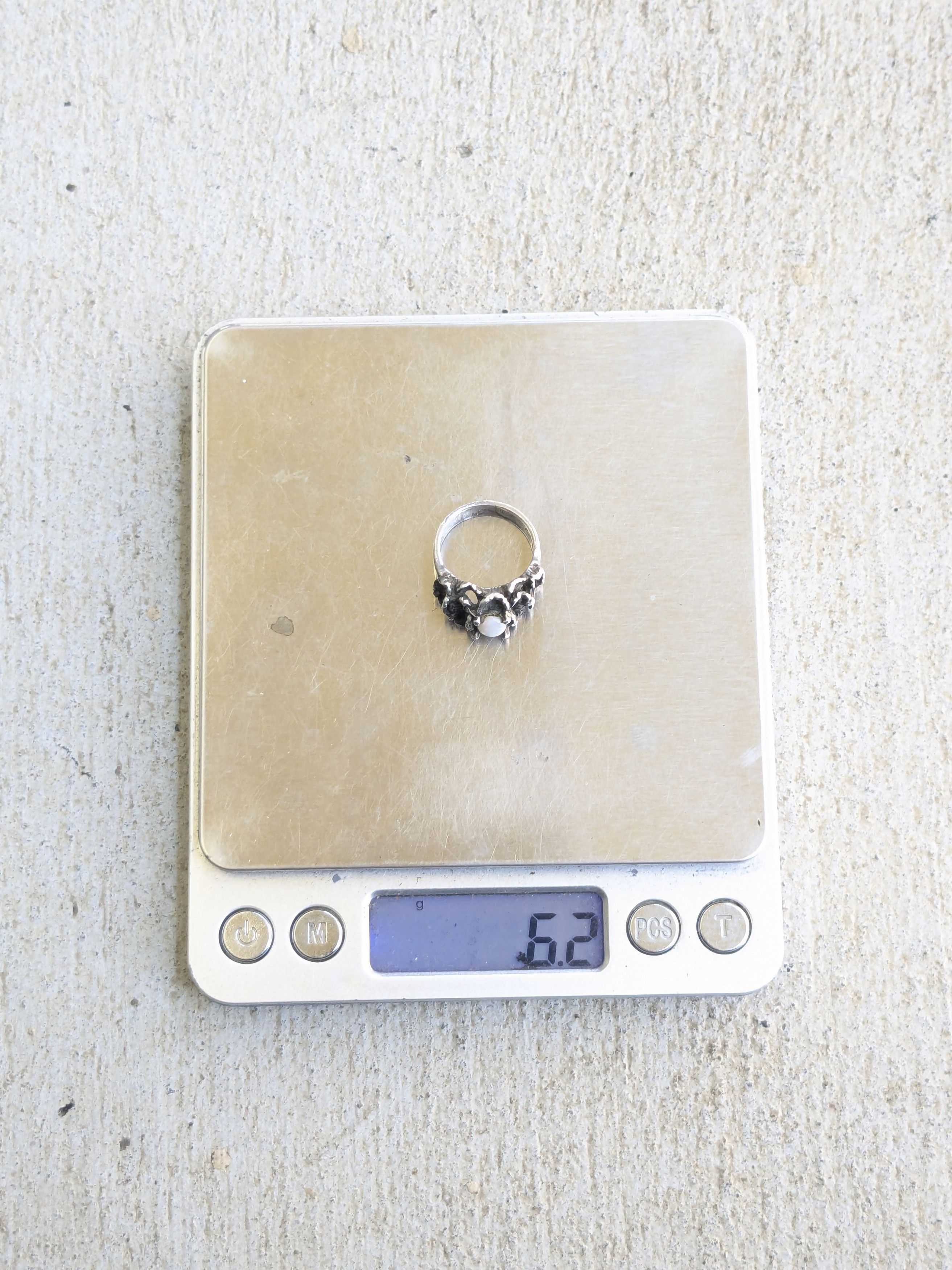 Jewelry × Vintage Vintage Sterling Silver Ring Opal Band Oval 5.75 Brutalist Size ONE SIZE - 13 Thumbnail