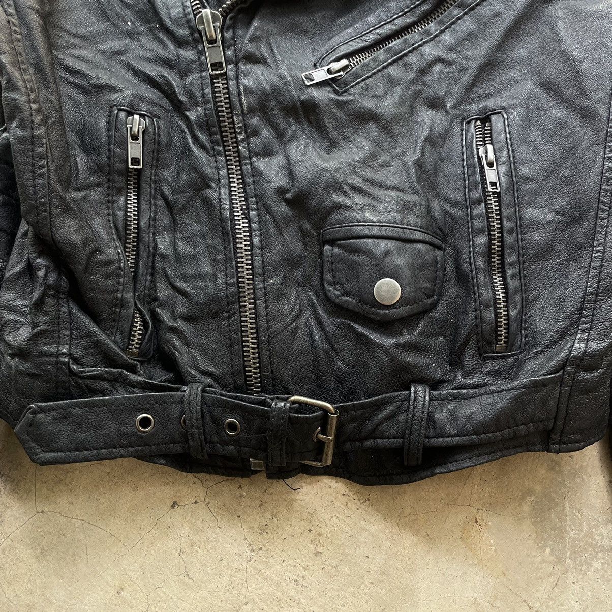 Le Grande Bleu (L.G.B.) Grail🔥 Archive Leather Jacket Asymmetrical Rick Owens Style Size US XS / EU 42 / 0 - 5 Thumbnail