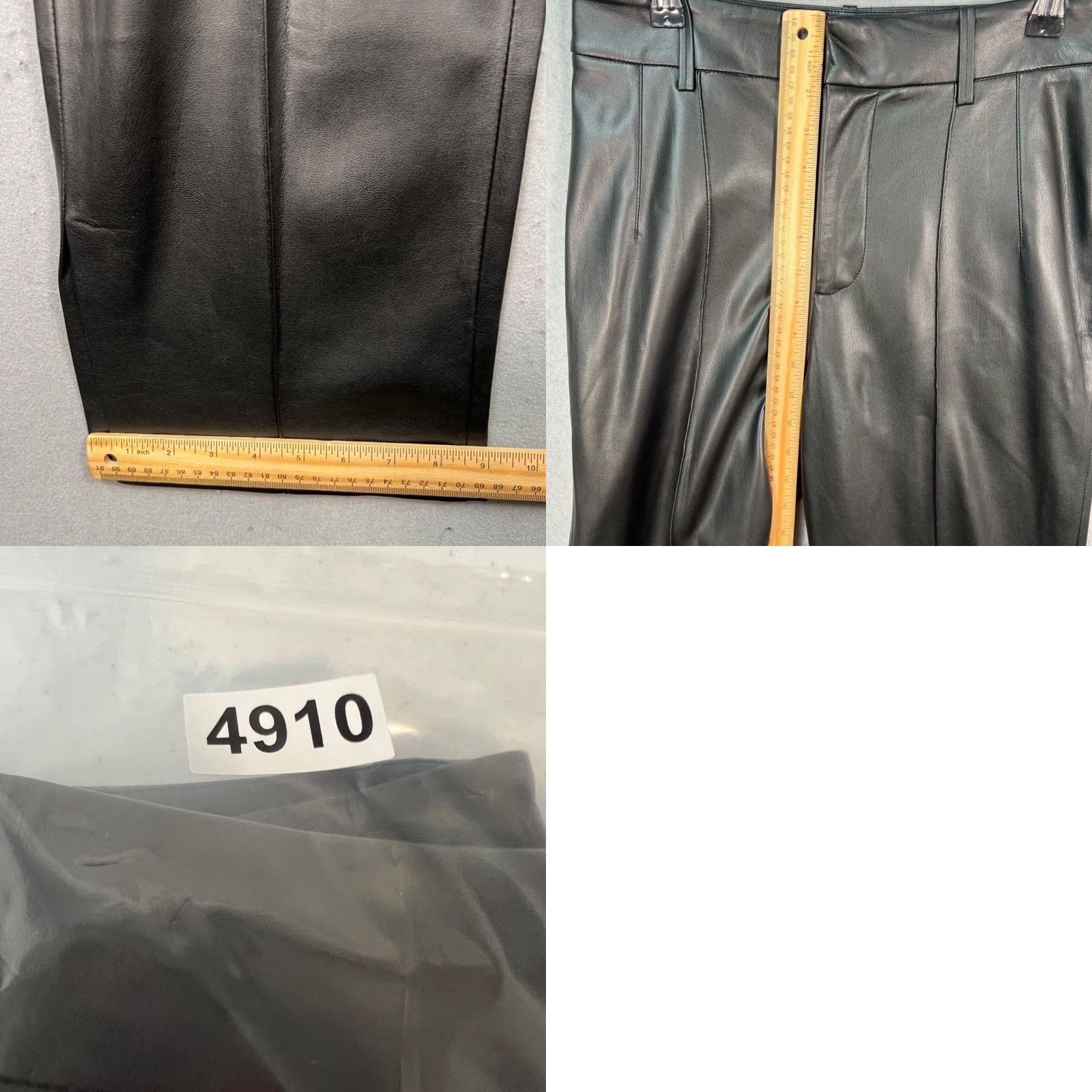 Mango Mango Pants Womens 4 High-Waisted Black Faux Leather Pleated Zipper Straight Leg Inseam 32 Size 27" / US 4 / IT 40 - 8 Thumbnail