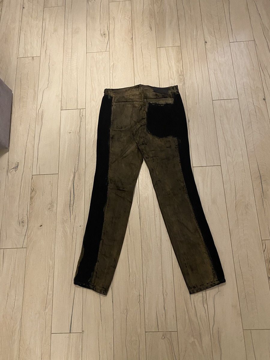 John Galliano DS! Galliano Handpainted Brown Denim Biker Pants Size US 34 / EU 50 - 7 Thumbnail