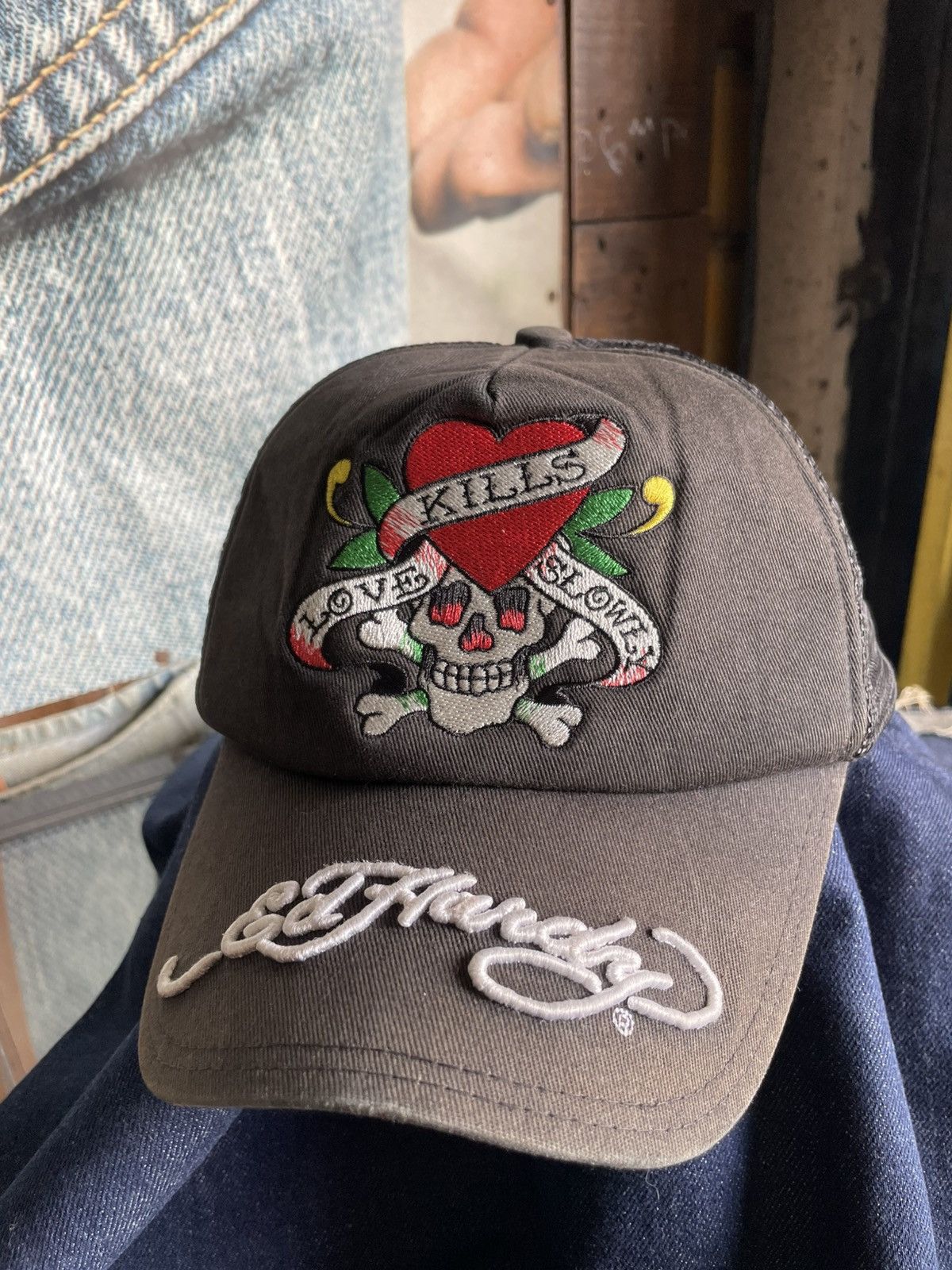 Ed Hardy Don Ed Hardy USA Snapback Cap Trucker sun faded embroidery Size ONE SIZE - 3 Thumbnail