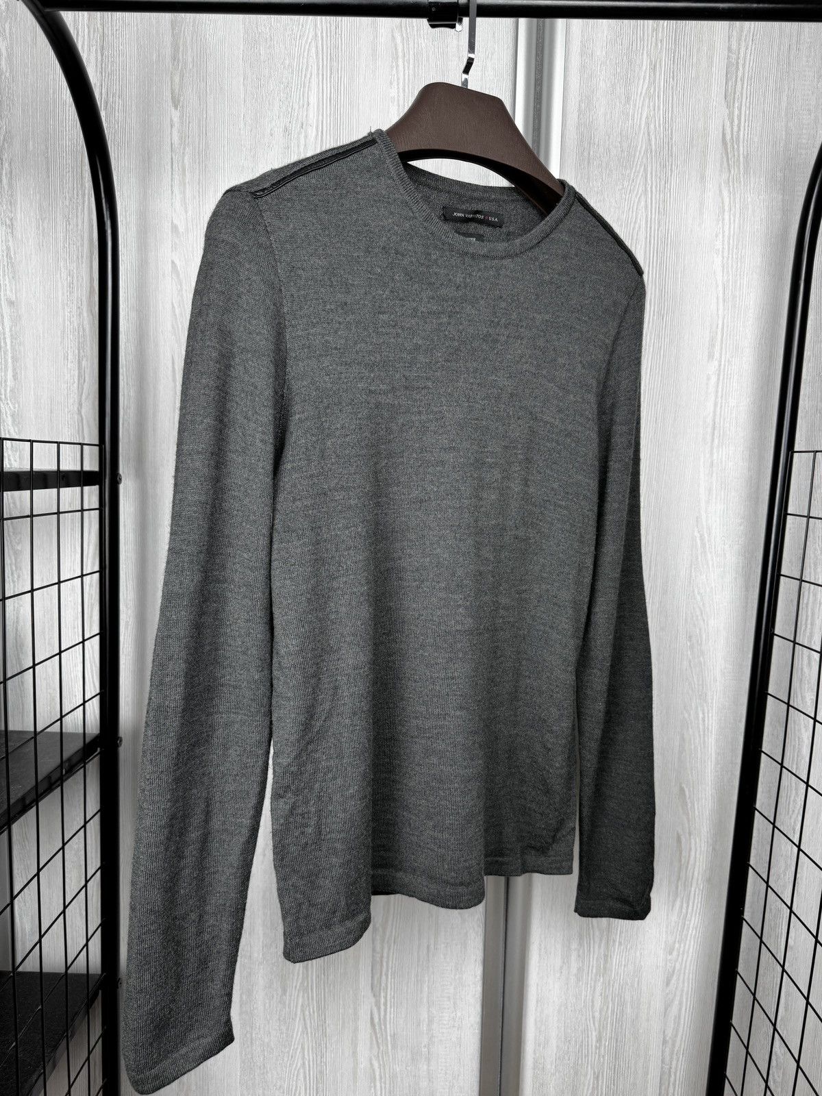 John Varvatos John Varvatos Luxe Line grey wool blend leather trim sweater Size US S / EU 44-46 / 1 - 5 Thumbnail