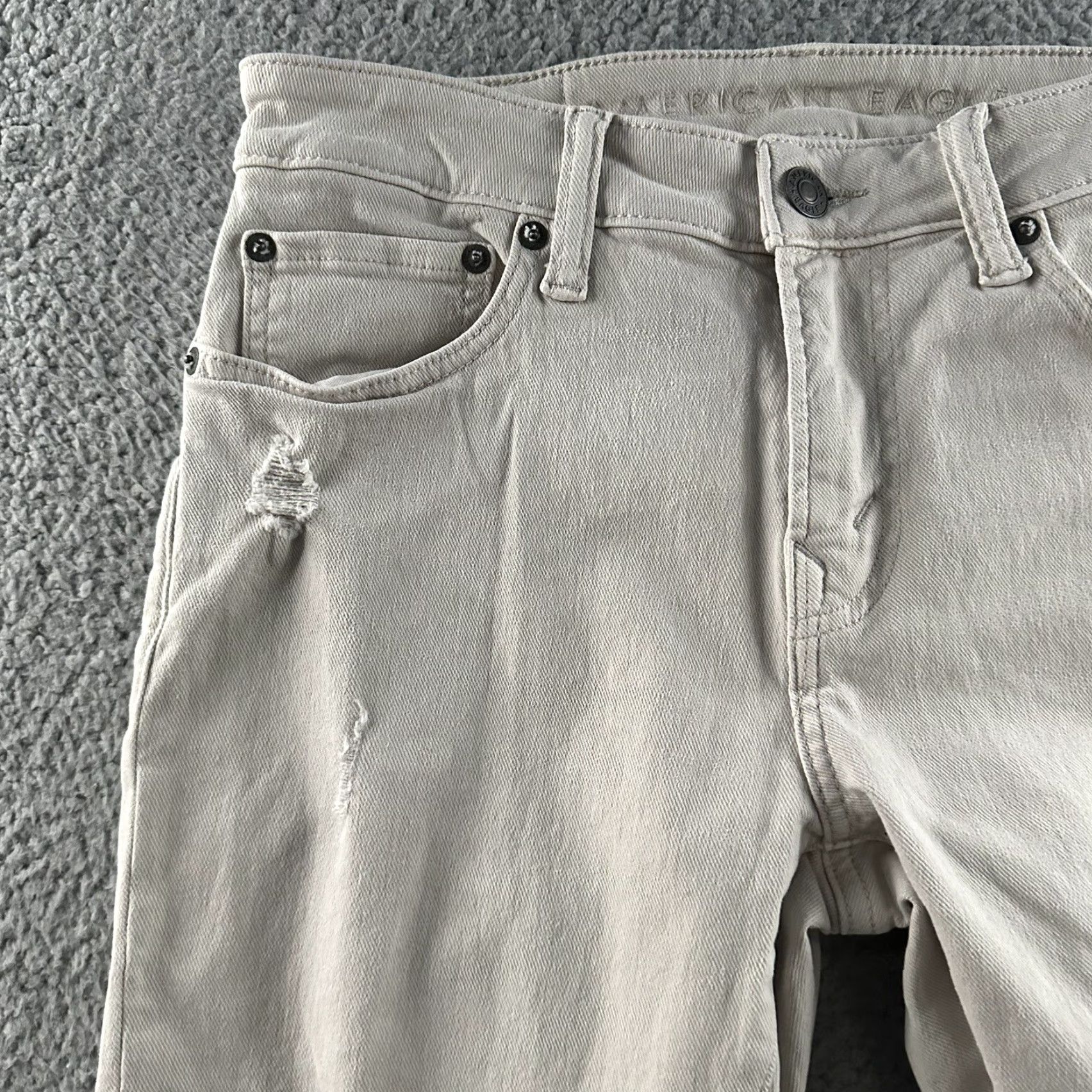 American Eagle Outfitters VINTAGE American Eagle Jeans Athletic Skinny Distressed 29x29 Beige Cotton Blend Mens Jeans Size US 29 - 3 Thumbnail