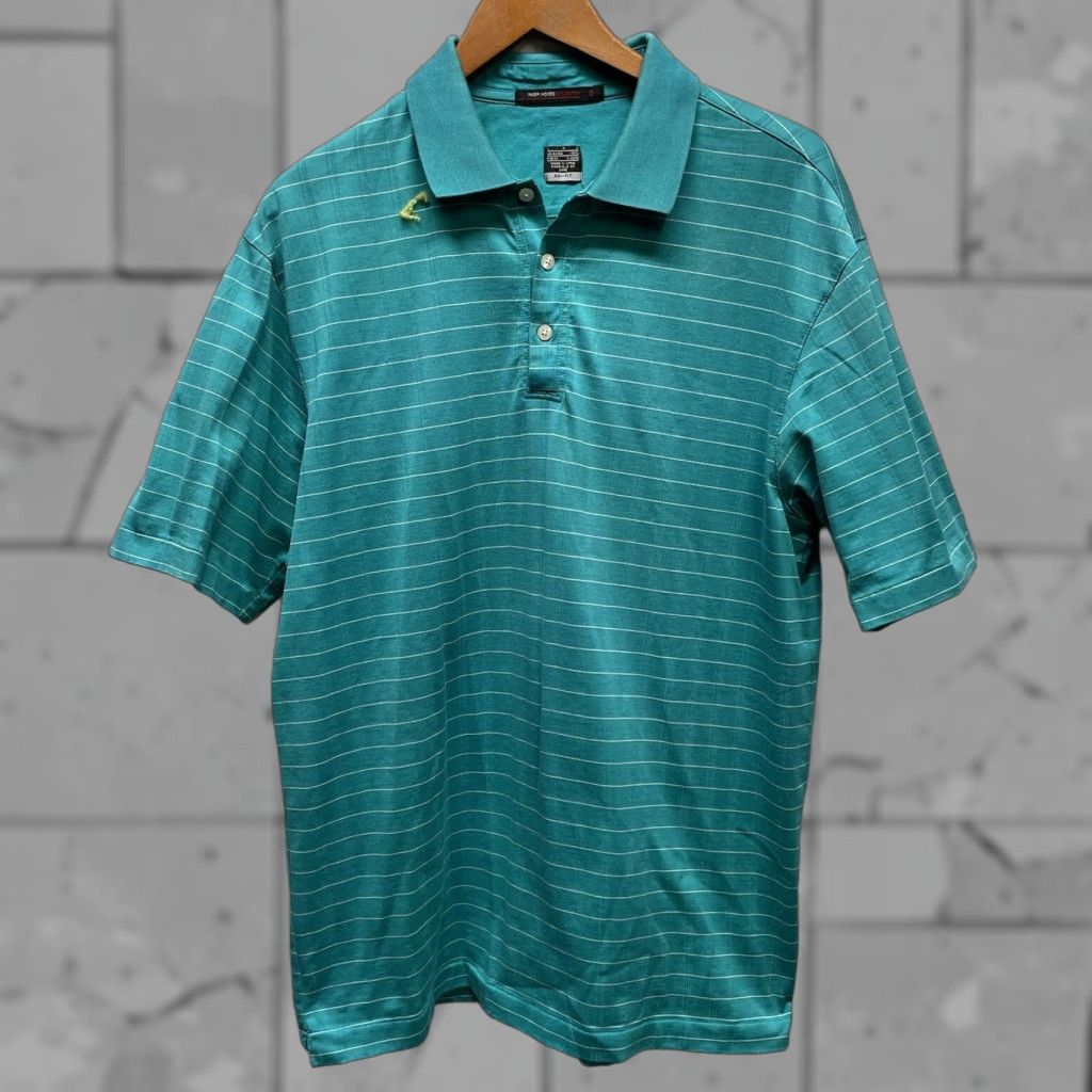 Nike Nike Polo Mens Size L Blue Dri-Fit Striped Tiger Woods Collection Golf Shirt Size US L / EU 52-54 / 3 - 1 Thumbnail
