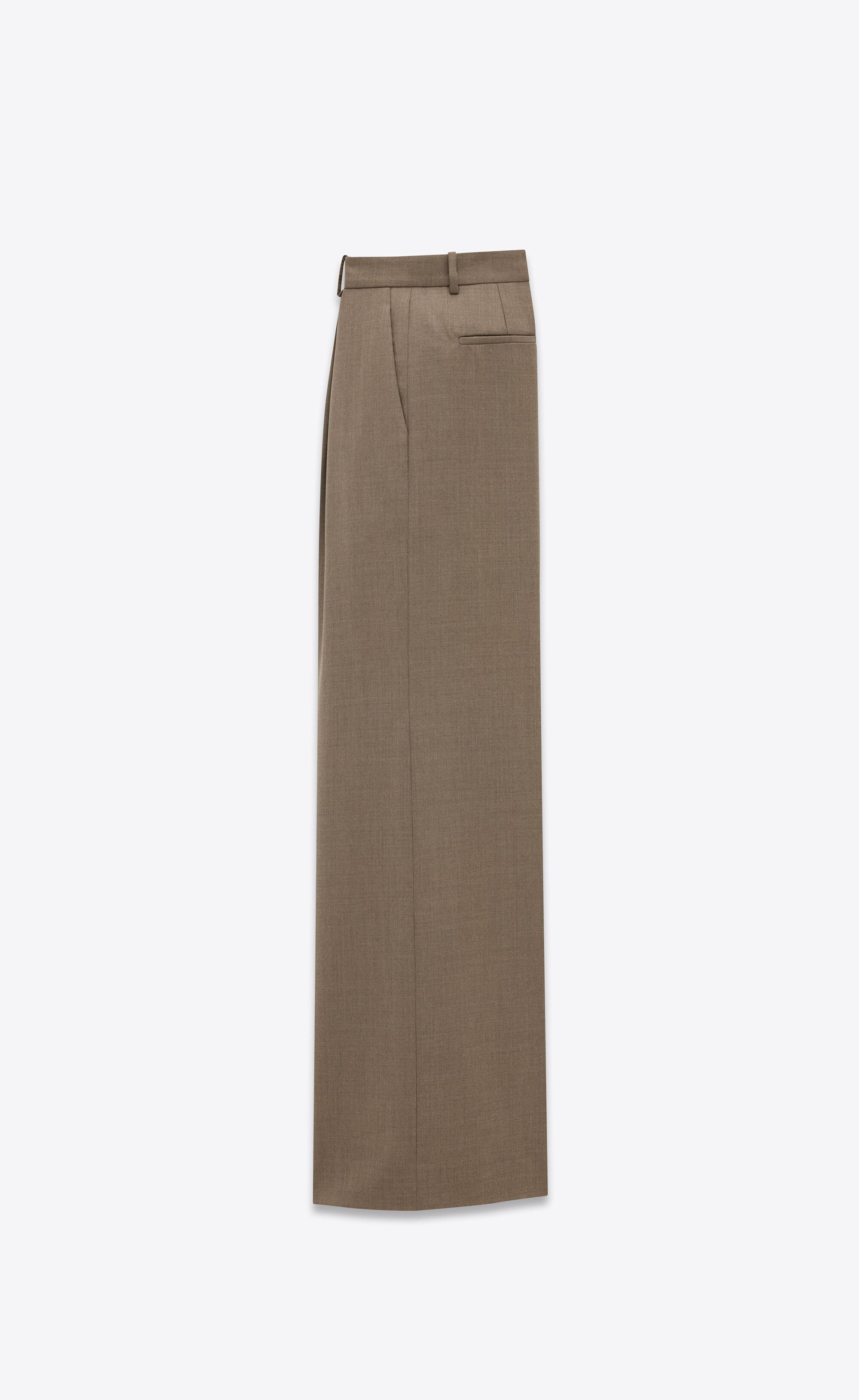 Saint Laurent Paris oc11z0126 796136 Wide-Leg Pants in Wool in Taupe Chine Size US 32 / EU 48 - 2 Thumbnail