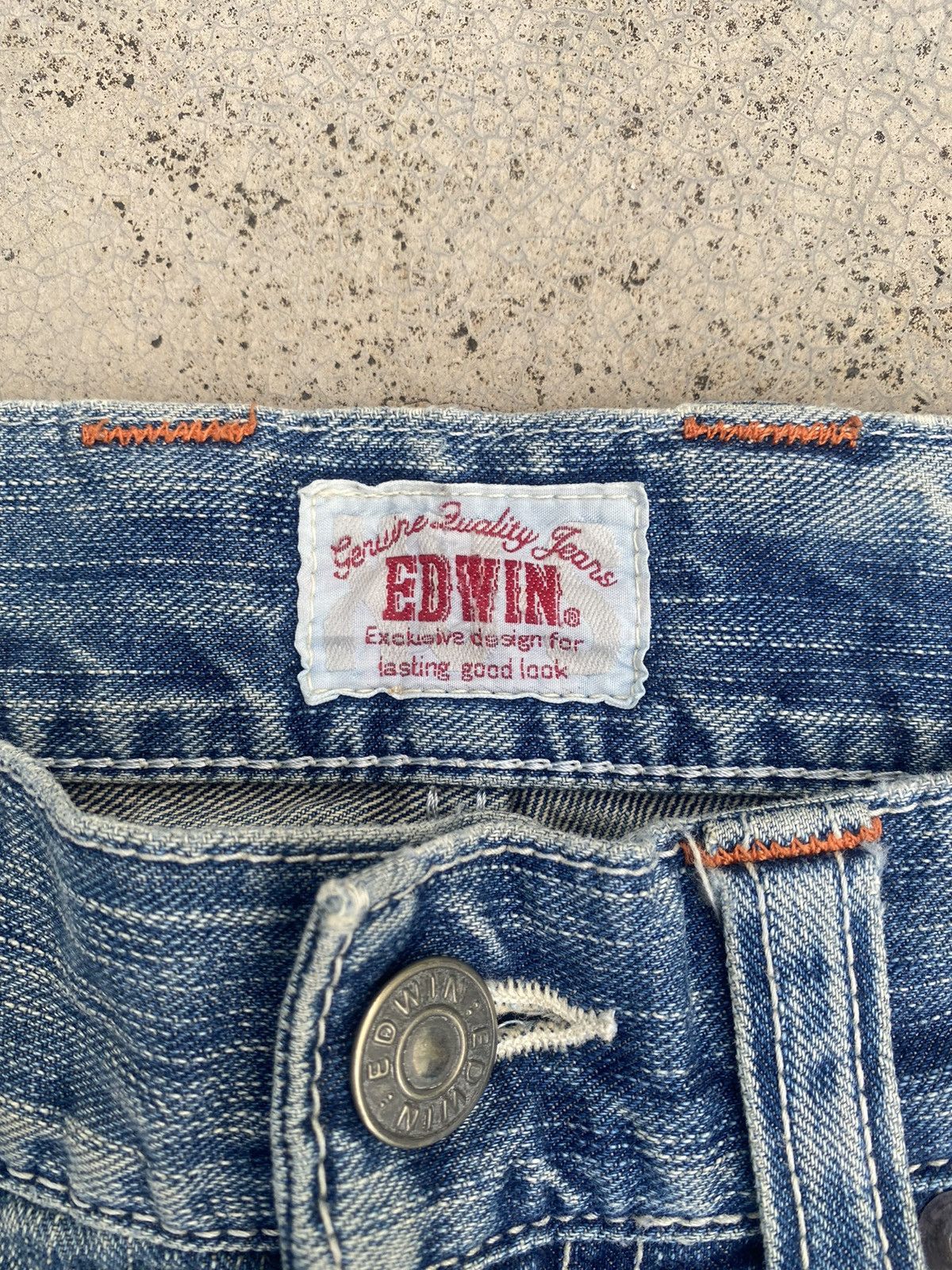 Edwin × Japanese Brand × Vintage Vintage y2K Edwin Distressed Honeycomb Denim Jeans Size US 33 - 6 Thumbnail