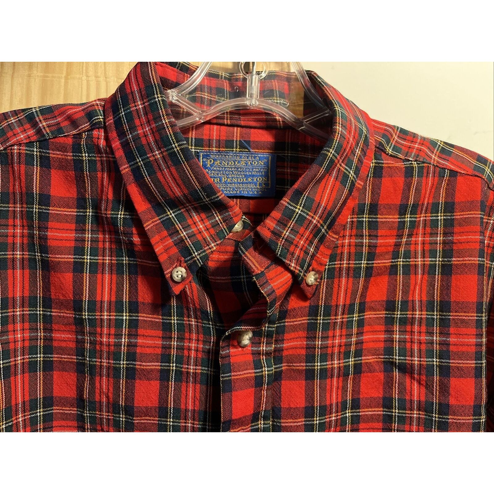 Pendleton Pendleton Men’s L Red Check Long Sleeve Button Up Wool Shirt Size US L / EU 52-54 / 3 - 7 Thumbnail