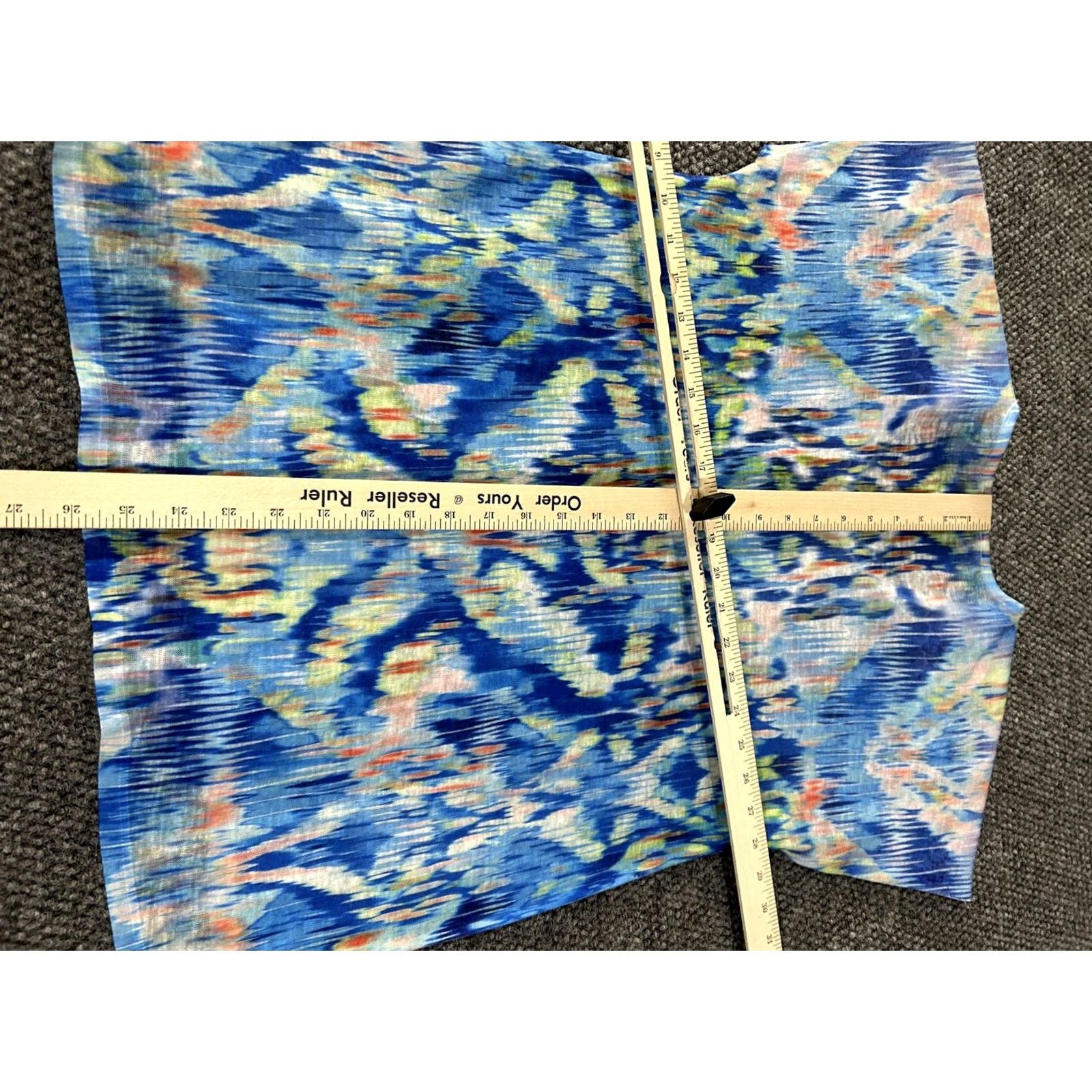 Vintage Chicos Shirt Womens 1 Blue Geometric Print V Neck Dolman Short Sleeve Top Boho Size XS / US 0-2 / IT 36-38 - 7 Thumbnail