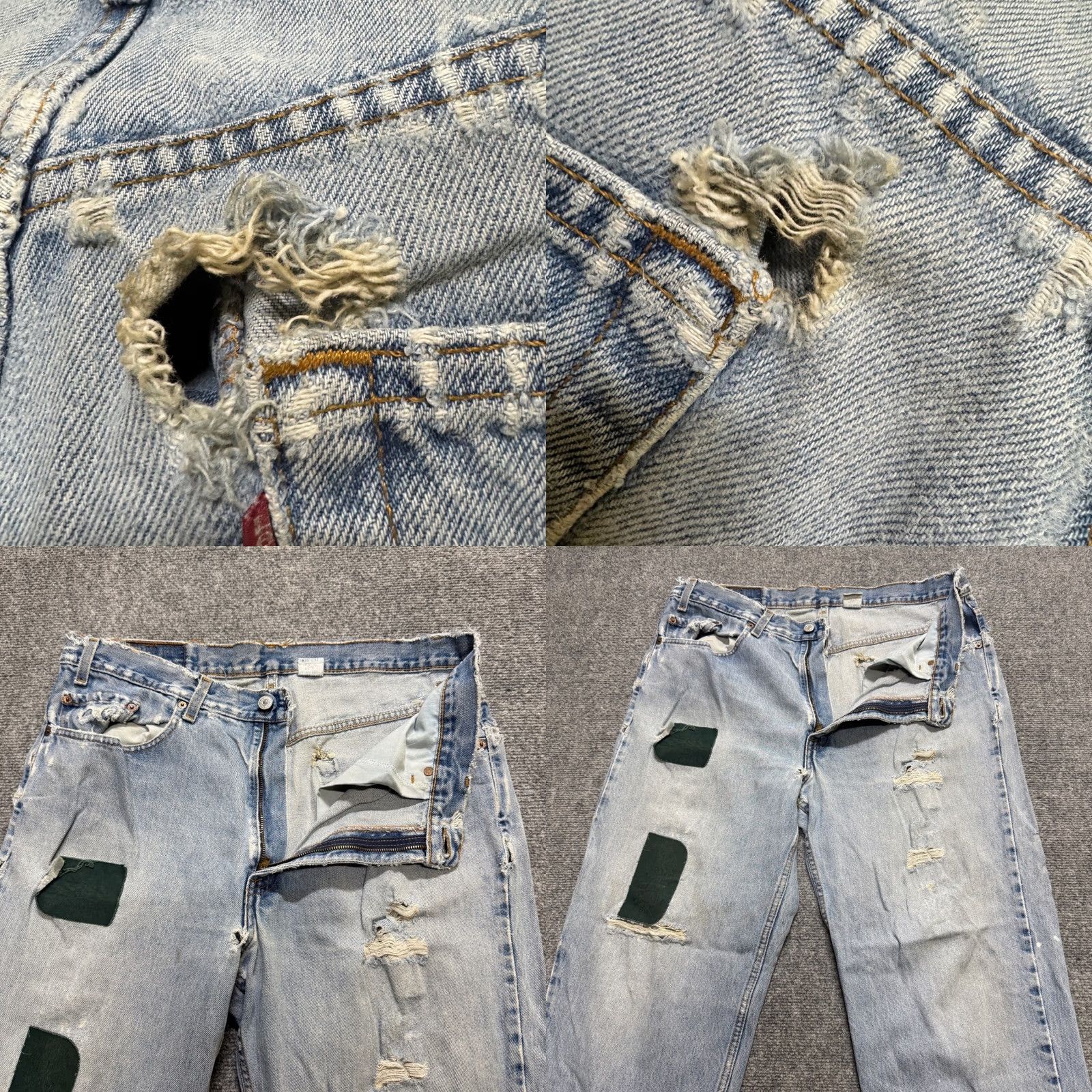 Levi's VINTAGE Levi's 550 Jeans Mens 38x32 Relaxed Fit Patched Distressed Light Wash Blue Bootcut Mens Size US 38 / EU 54 - 8 Thumbnail