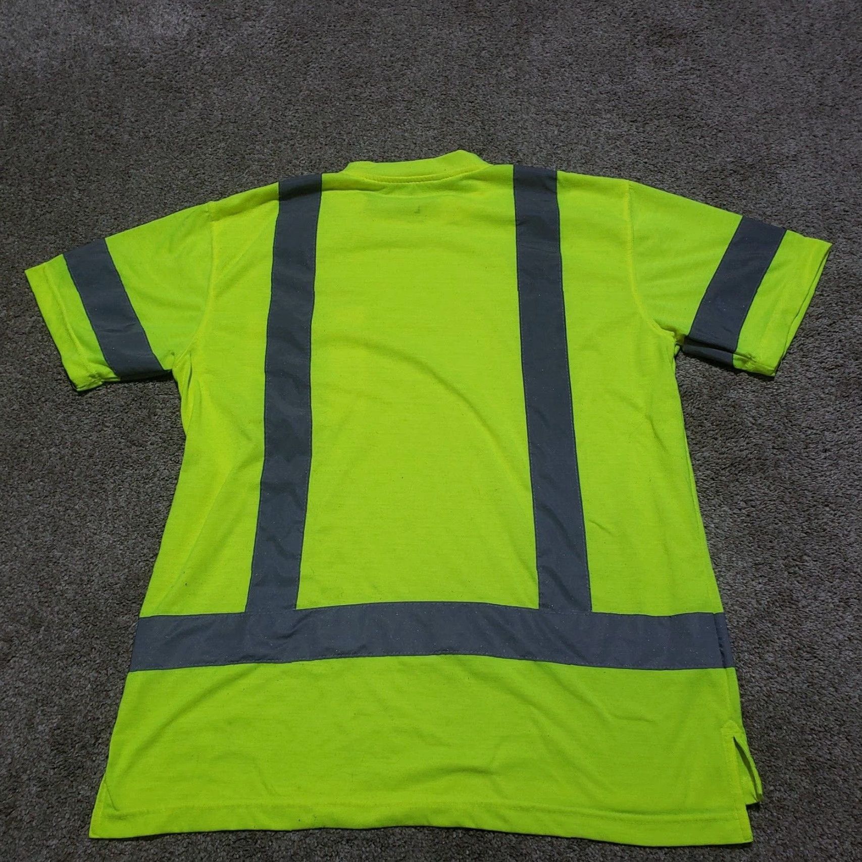 Vintage Berne HV Reflective ANSI 3 Neon Vest Striped Short Sleeve Adult Men's L Large Shirt Vest ANSI Reflective Neon Yellow Berne HV 3-Stripe Adult Men L Size US 33 - 7 Thumbnail
