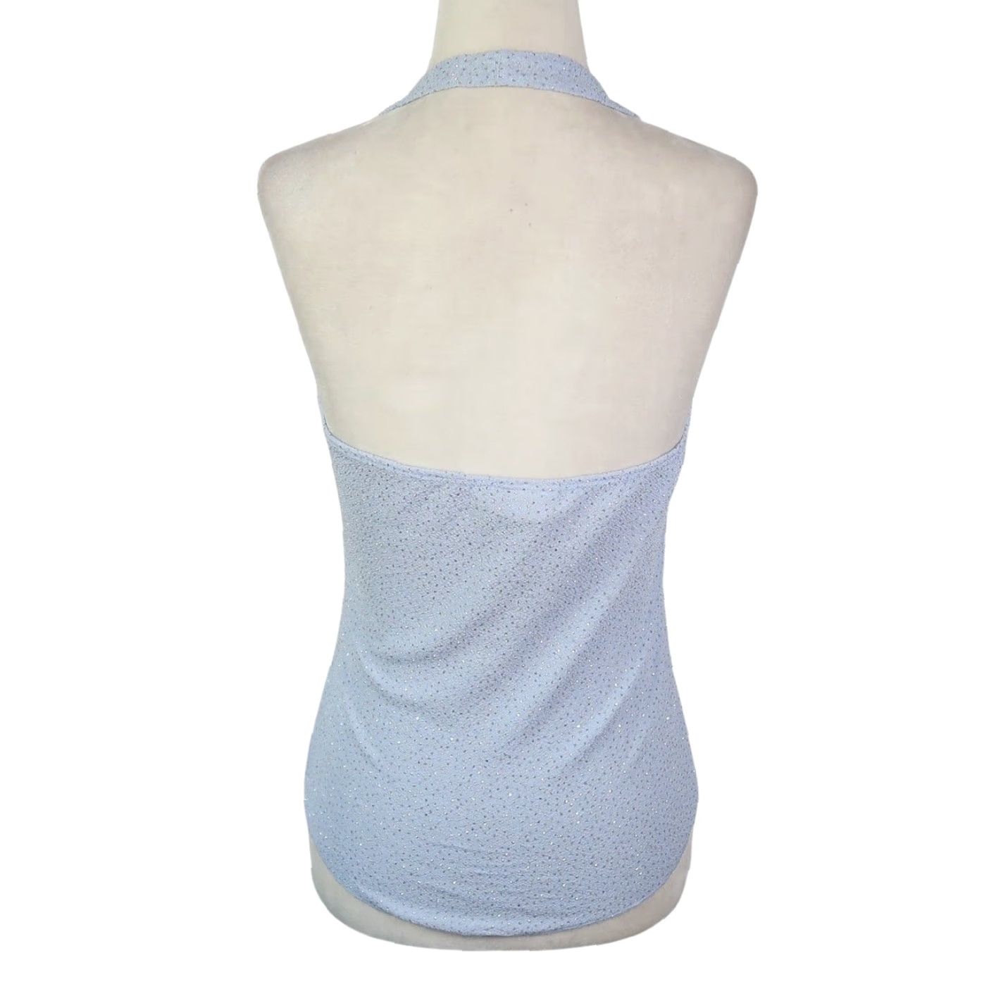 Vintage VINTAGE Rave Tank Top Halter Glitter Silver Light Blue 90s Y2K Party/Cocktail Womens L Sleeveless Women's Size L / US 10 / IT 46 - 5 Thumbnail