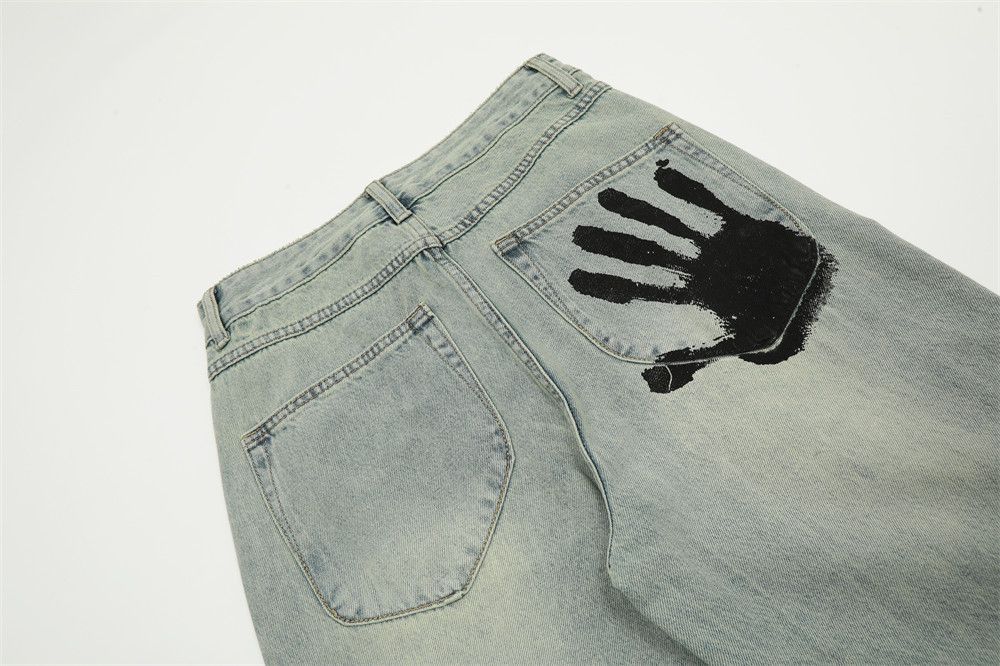Japanese Brand × Jean Trendy Palm Printed Men's Loose Distressed Jeans Size US 32 / EU 48 - 4 Thumbnail