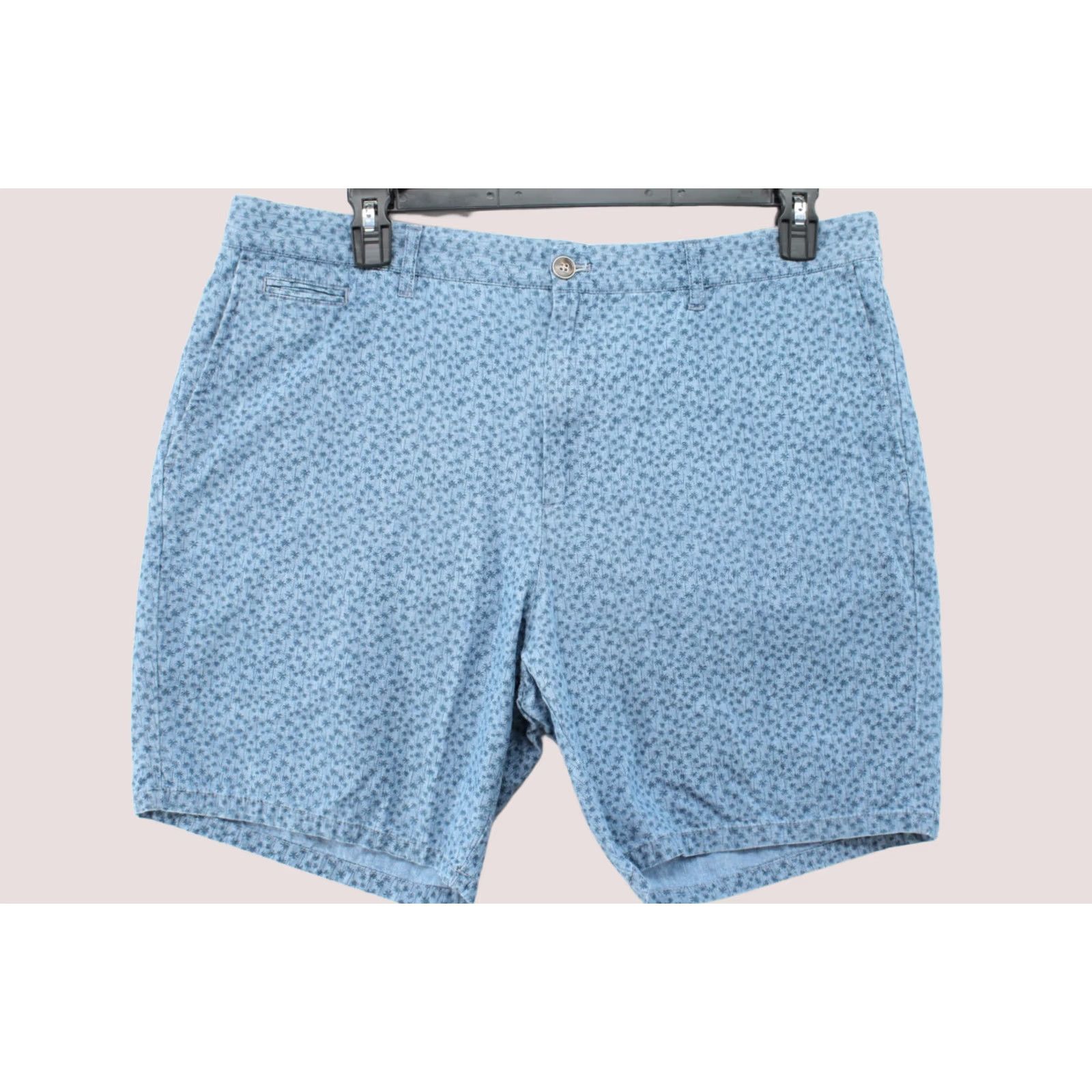 johnnie-O johnnie-O Val Shorts Mens 38 Blue Mini Palms Tropical Chambray Indigo Beach Golf Shirt Size US 38 / EU 54 - 1 Thumbnail
