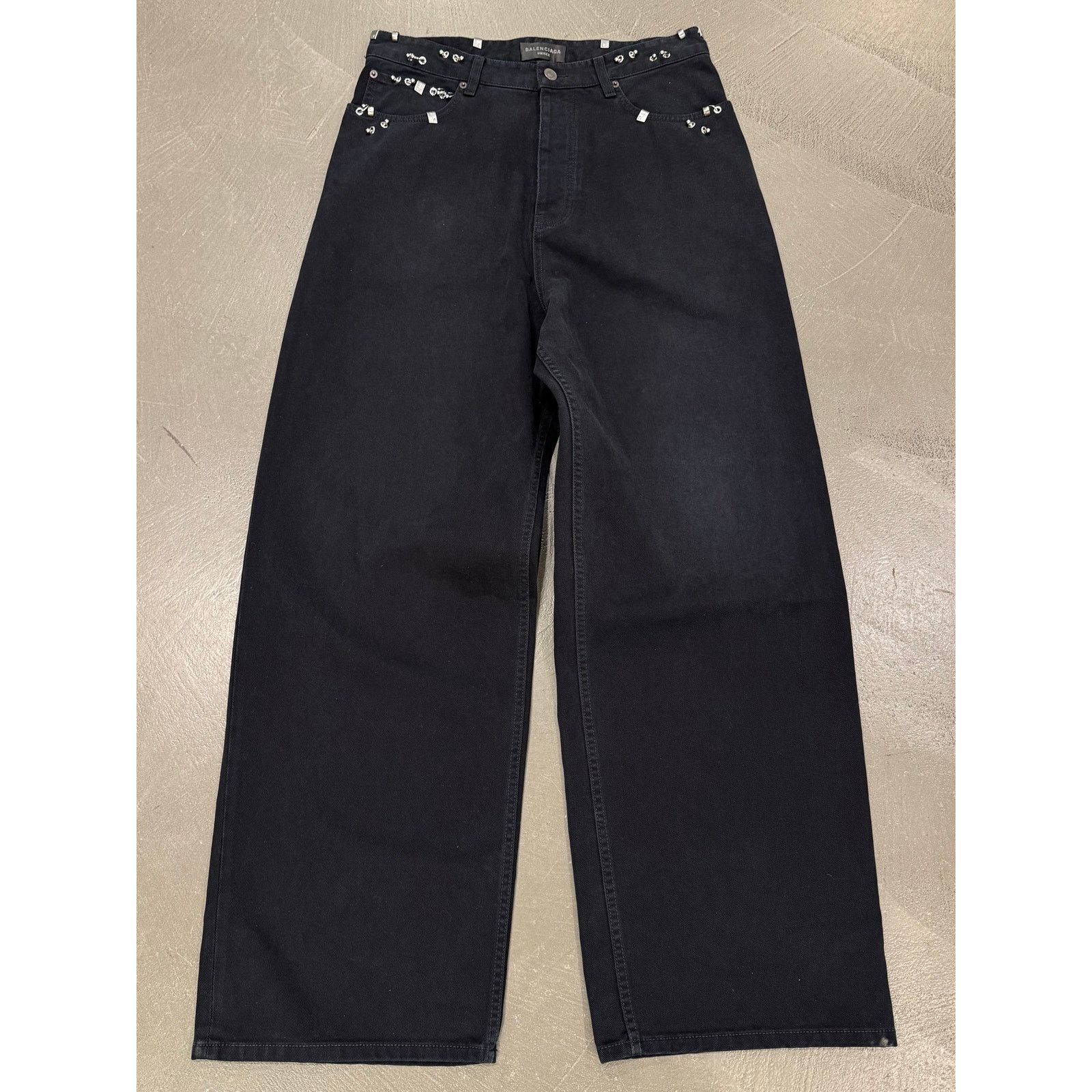 Balenciaga Balenciaga cut up baggy pants jeans black | Grailed