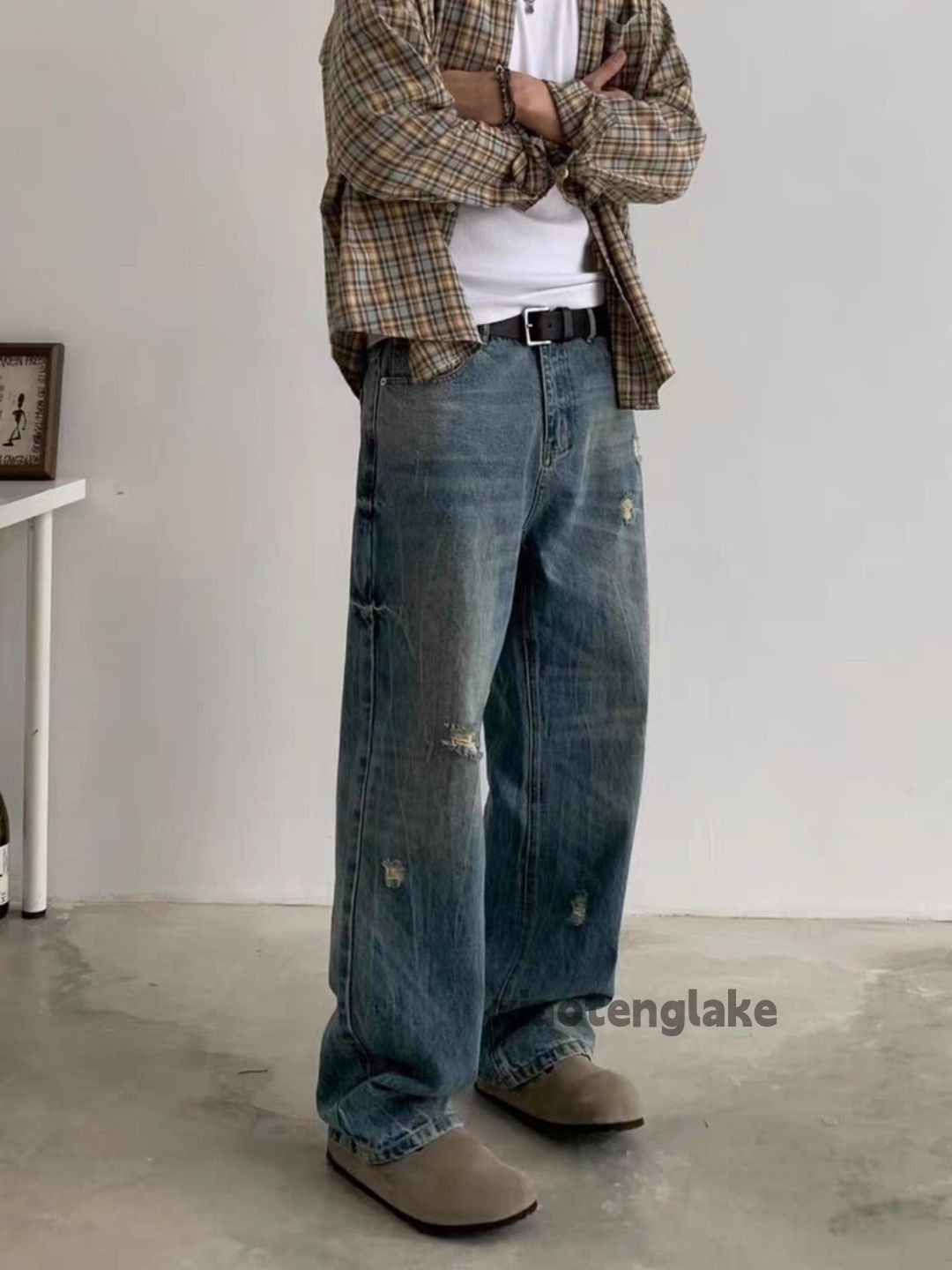 Jean × Vintage Washed faded damaged punk grunge yuppie jeans Size US 30 / EU 46 - 1 Thumbnail