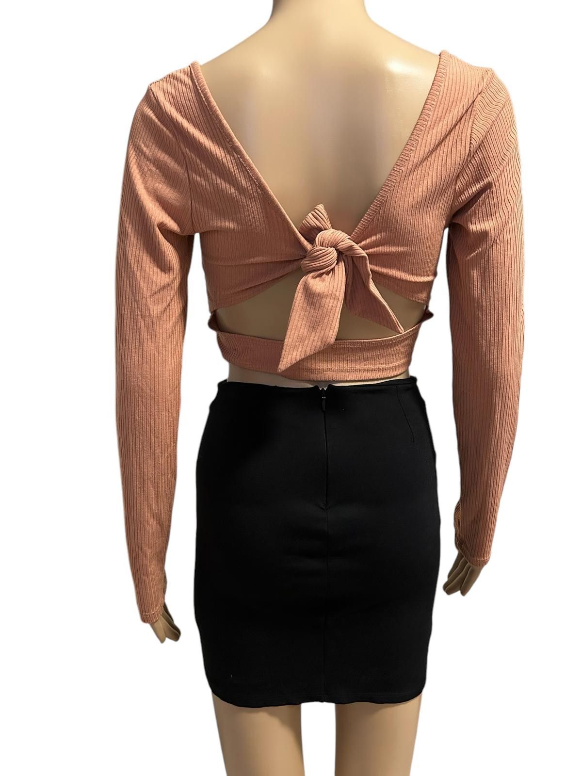Designer Chic Pink Ribbed Crop Top Size M / US 6-8 / IT 42-44 - 4 Thumbnail