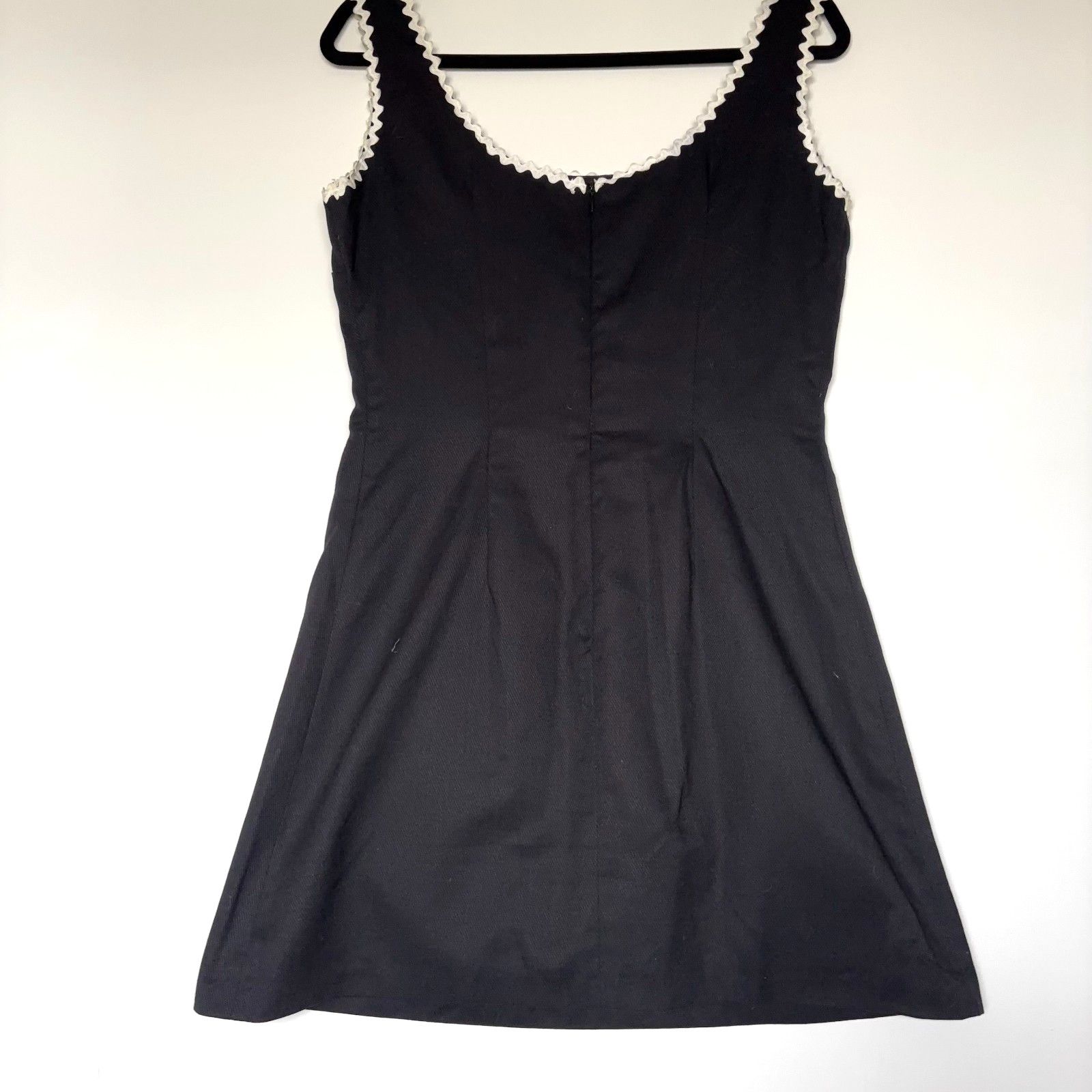 Other Vintage Jill Stuart Black Dress White Trim Cotton Womens 12 Size XL / US 12-14 / IT 48-50 - 4 Thumbnail