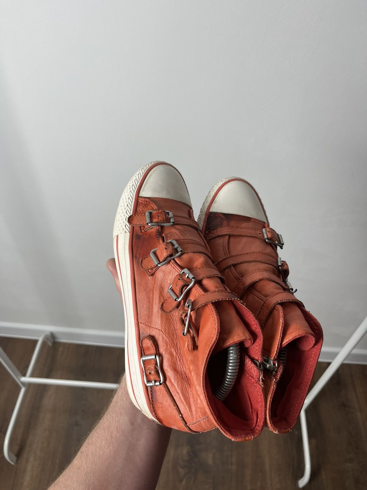 ASH Vintage Ash Punk Faded Leather Hi-Top Strap Sneakers Size US 9 / IT 39 - 7 Thumbnail