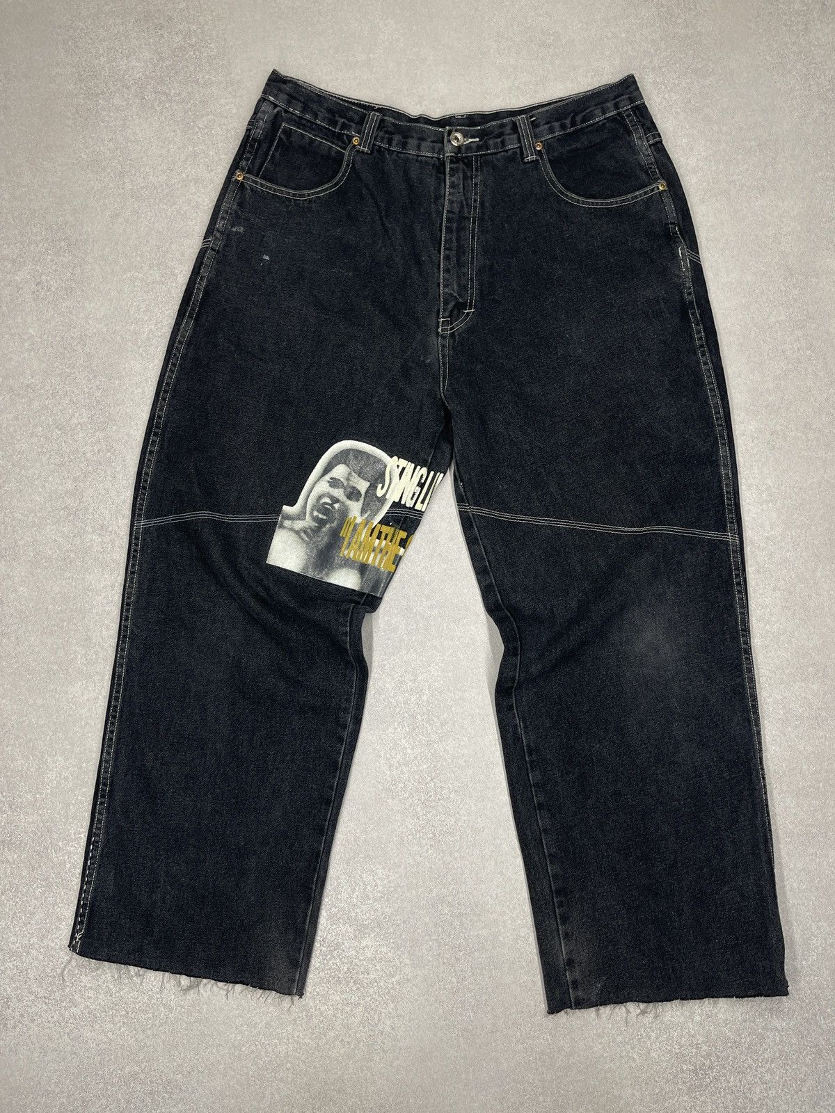 Fubu Rare Vintage Platinum FUBU Muhammad Ali Baggy Jeans Big Logo Size US 38 / EU 54 - 8 Thumbnail