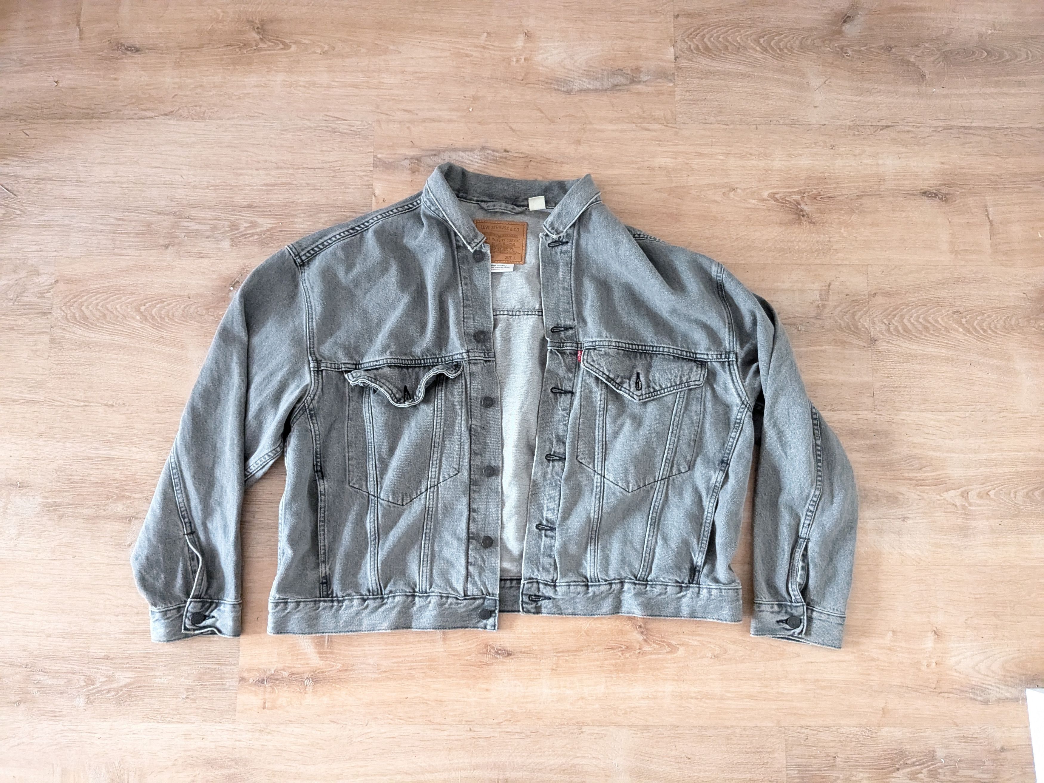 Levi's Levis Premium Denim Trucker Jacket Gray Large Oversized Size US L / EU 52-54 / 3 - 1 Thumbnail