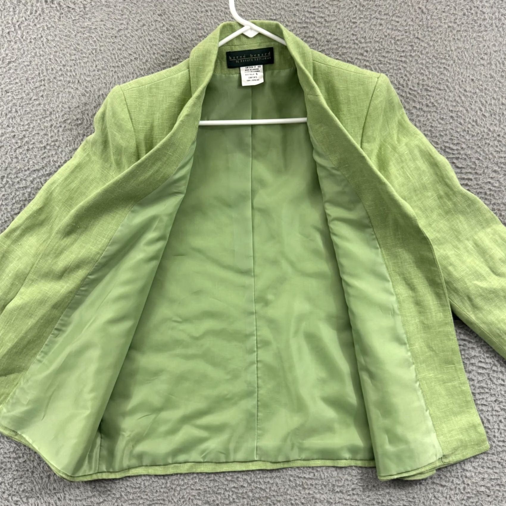 Vintage VINTAGE harvé benard Blazer Womens 6 Green Linen Open Front Jacket Head to Toe Preppy NWT Size M / US 6-8 / IT 42-44 - 6 Thumbnail