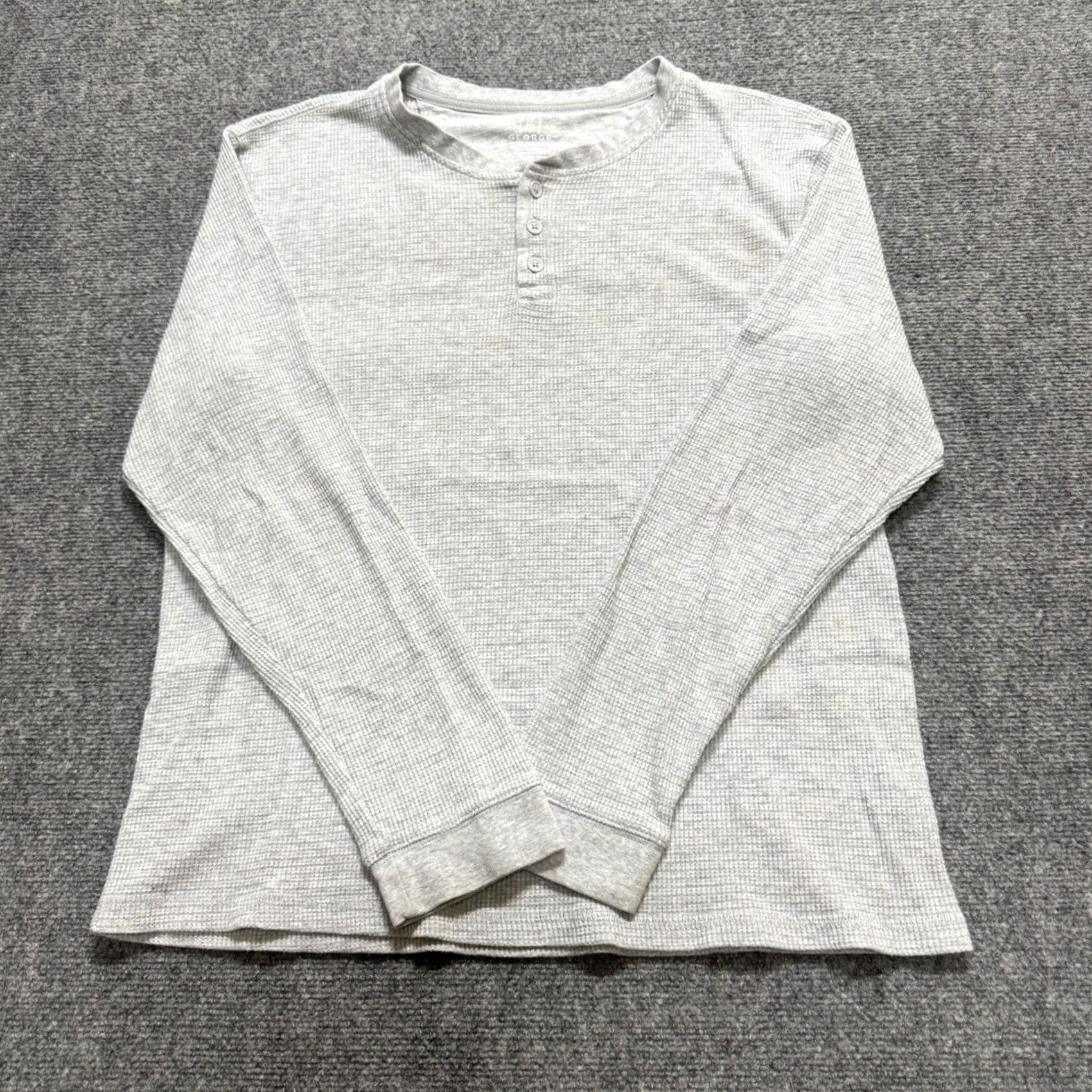George George Thermal Long Sleeve Shirt XL Men Gray Cotton Pullover 1/4 Button Up Size US XL / EU 56 / 4 - 3 Thumbnail