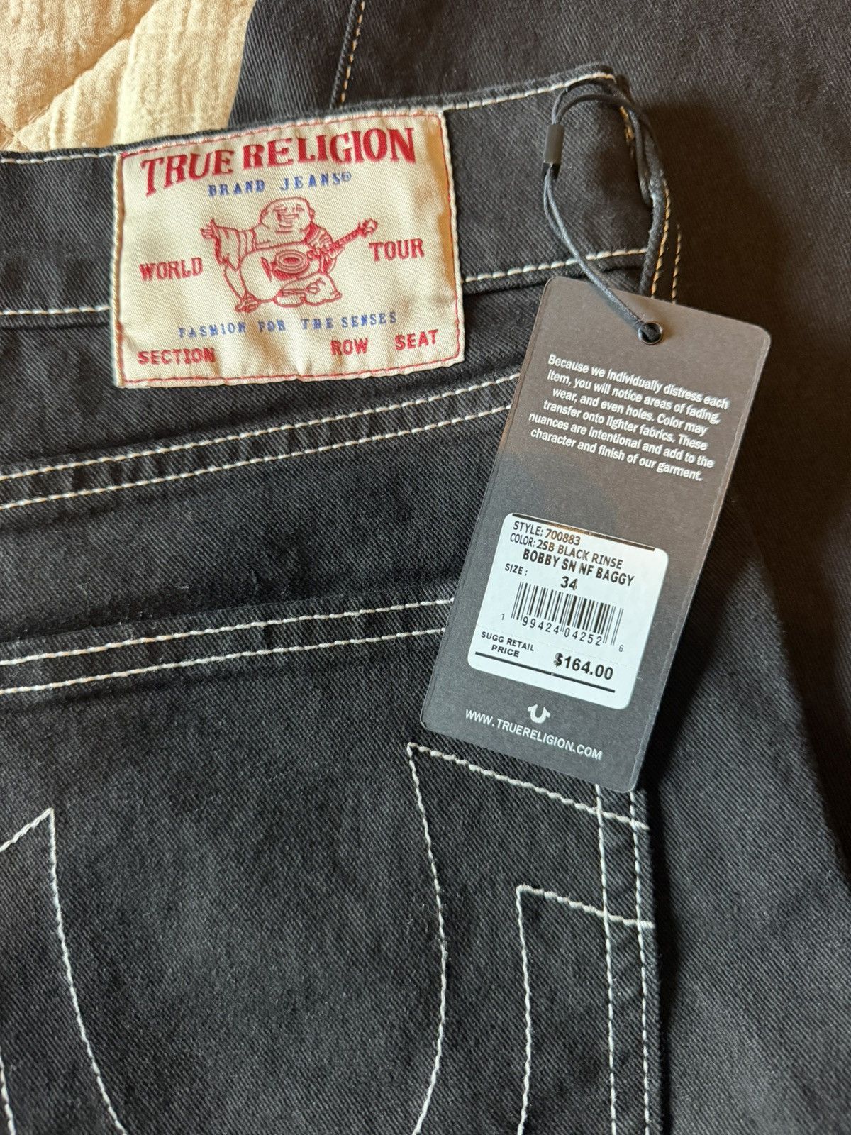 True Religion Black Rinse Baggy 34x32, Men's — image 3 of 4