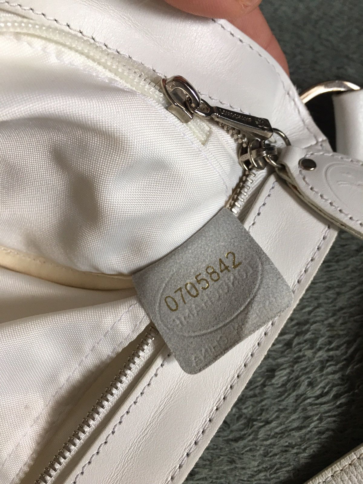 Longchamp Longchamp Ivory White Nylon Leather Handbag Shoulder Bag Size ONE SIZE - 14 Thumbnail