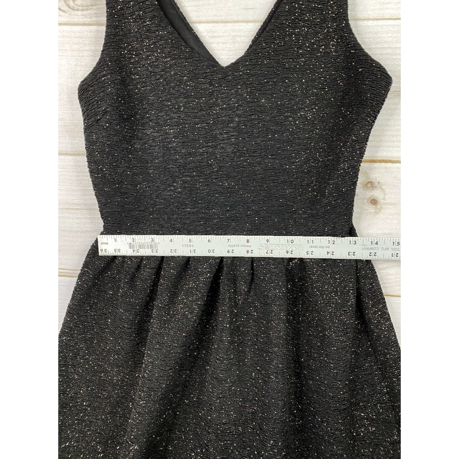 Vintage Love...Ady V Neck Dress Womens M Black Glitter Fit & Flare Sleeveless Short Skater Size M / US 6-8 / IT 42-44 - 4 Thumbnail