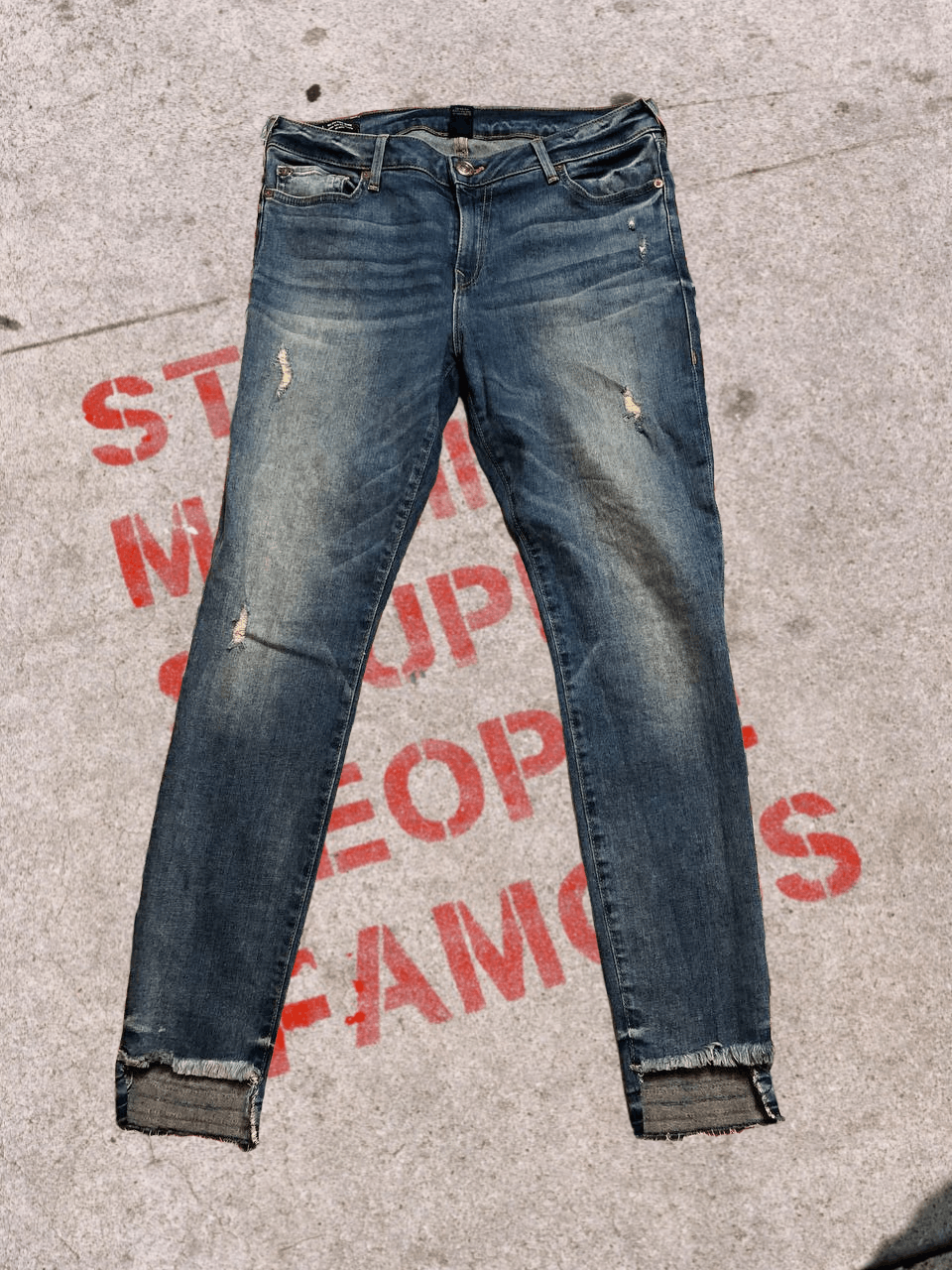 True Religion True Religion Light Wash Ripped Skinny Stretch Jeans Size 31" - 1 Thumbnail
