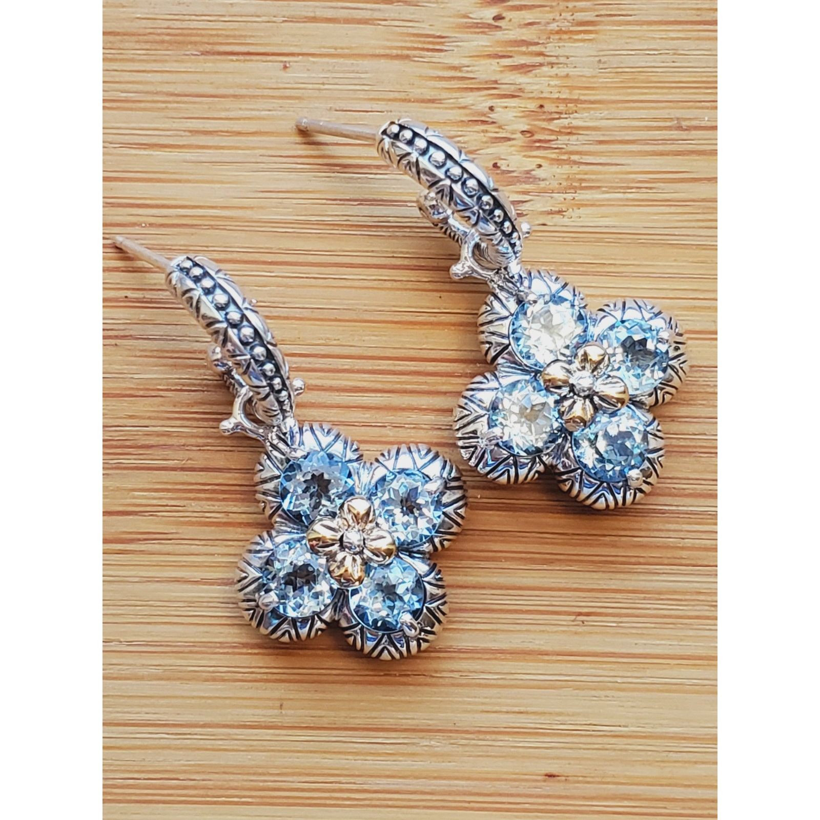 Jewelry Barbara Bixby Blue Topaz Flower Shepherds Hook Earrings Size ONE SIZE - 10 Thumbnail