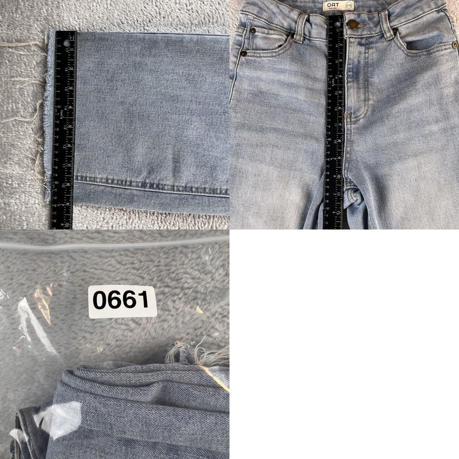 Vintage YORK OAT Jeans Womens 2/26 Blue Wide-Leg High Rise Denim Light Wash 25x29.5 Size 26" / US 2 / IT 38 - 8 Thumbnail