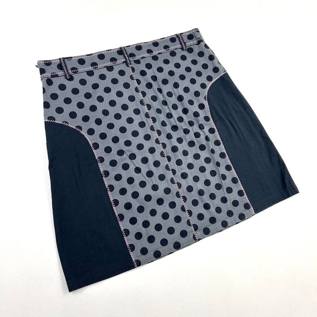 Vintage y2k euro black gray and pink polka dot midi skirt Size 33" - 4 Thumbnail