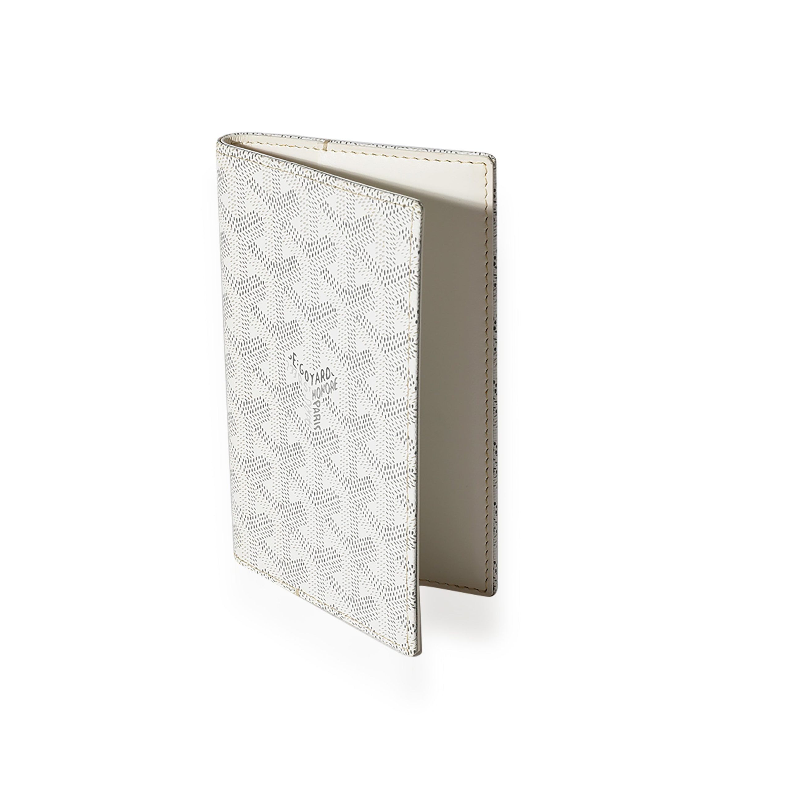 image of Goyard White Goyardine Canvas Passport Holder in Black, Women's