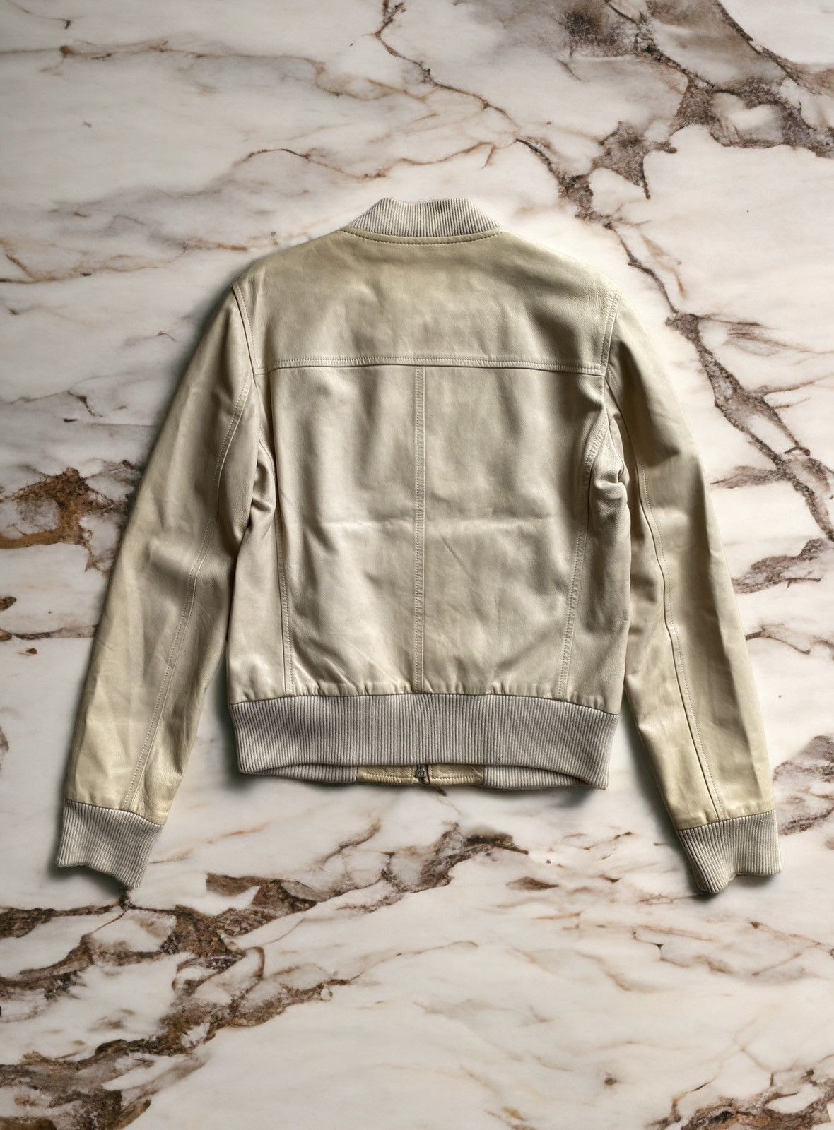 Dolce & Gabbana Dolce & Gabbana Beige Leather Bomber Jacket Size M / US 6-8 / IT 42-44 - 2 Thumbnail