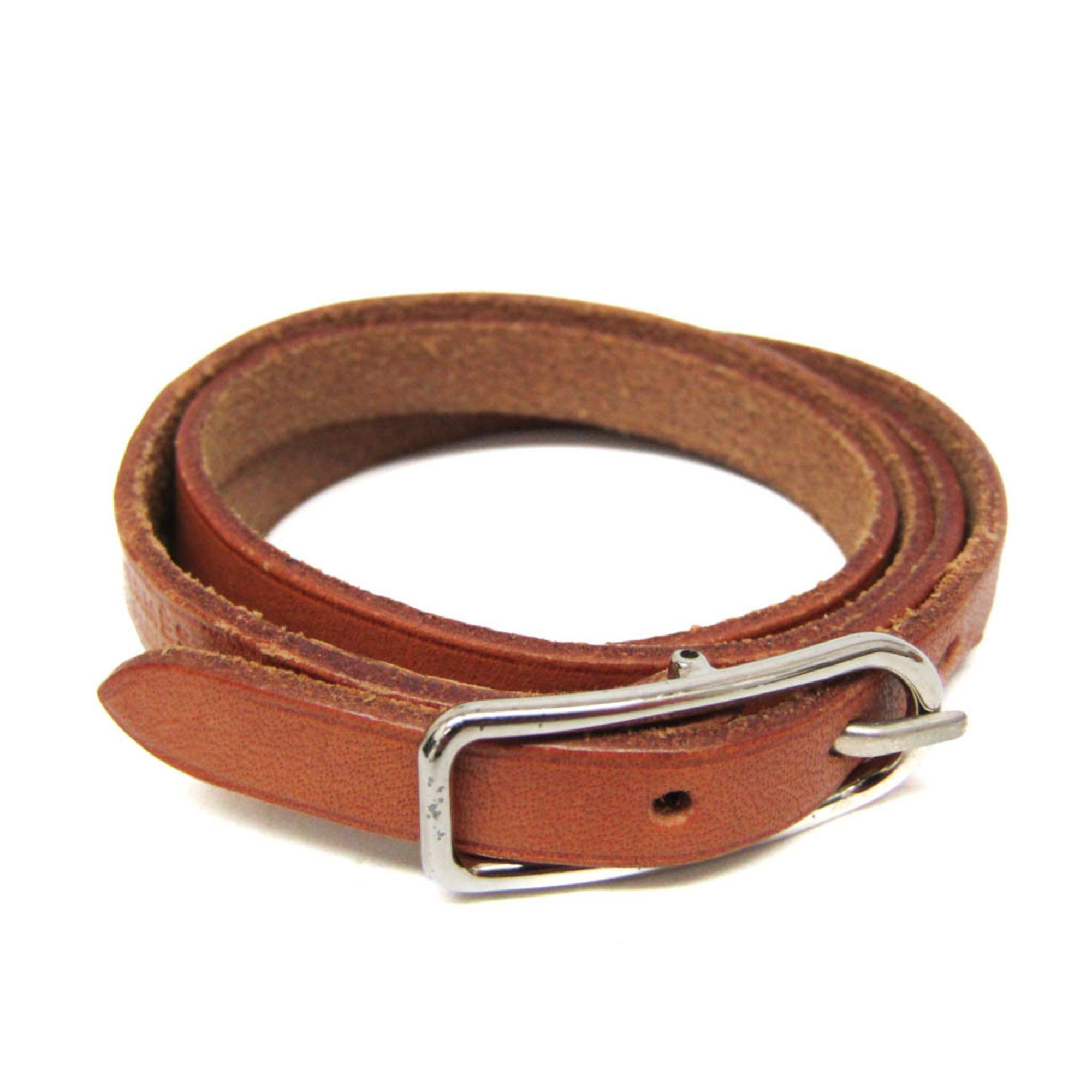 Hermes Api Choker LeatherMetal Bangle BrownSilver