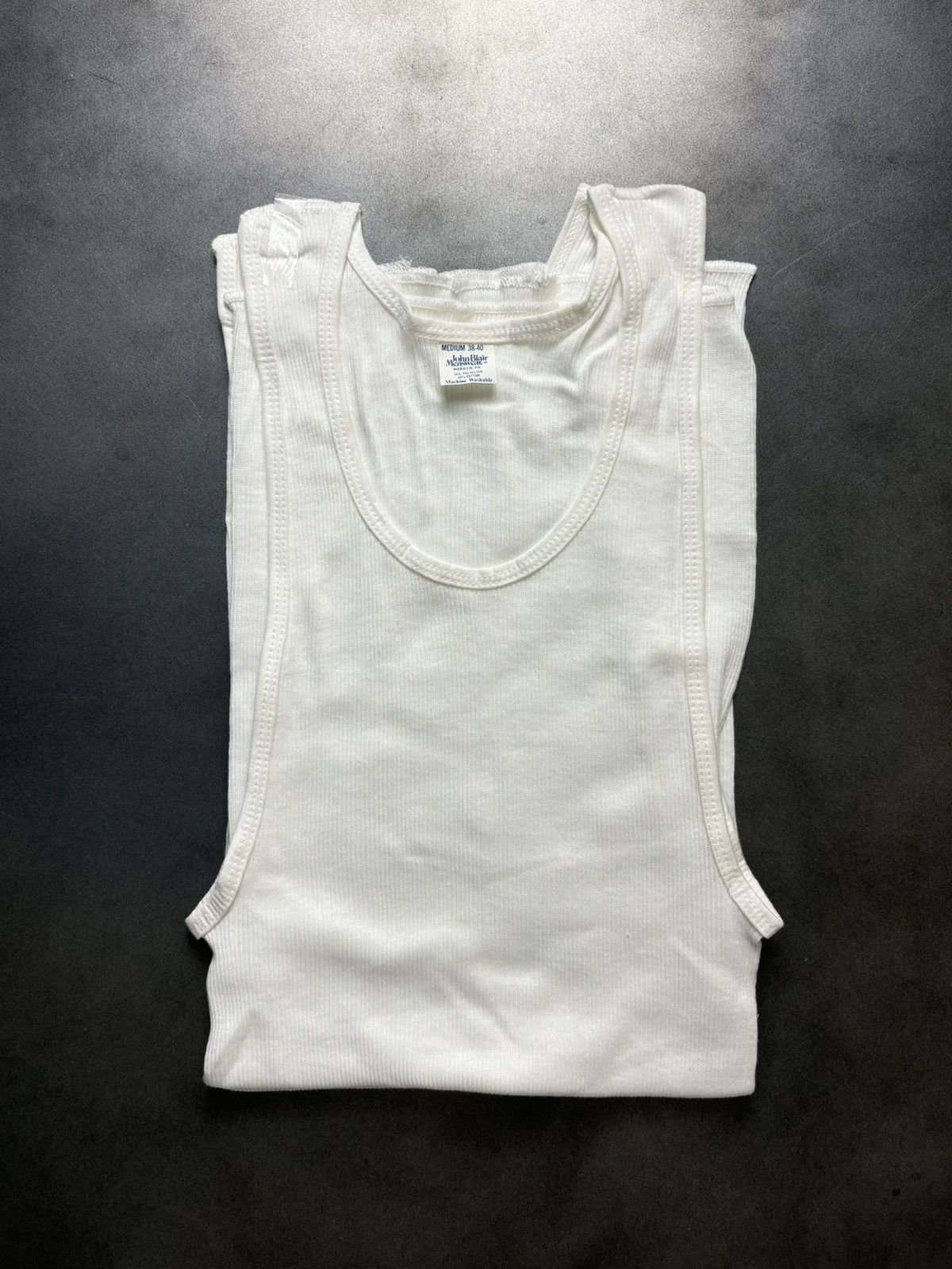Vintage 2 Pairs Deadstock 1980s Vintage Tank Tops Made in USA Mens Size US M / EU 48-50 / 2 - 13 Thumbnail