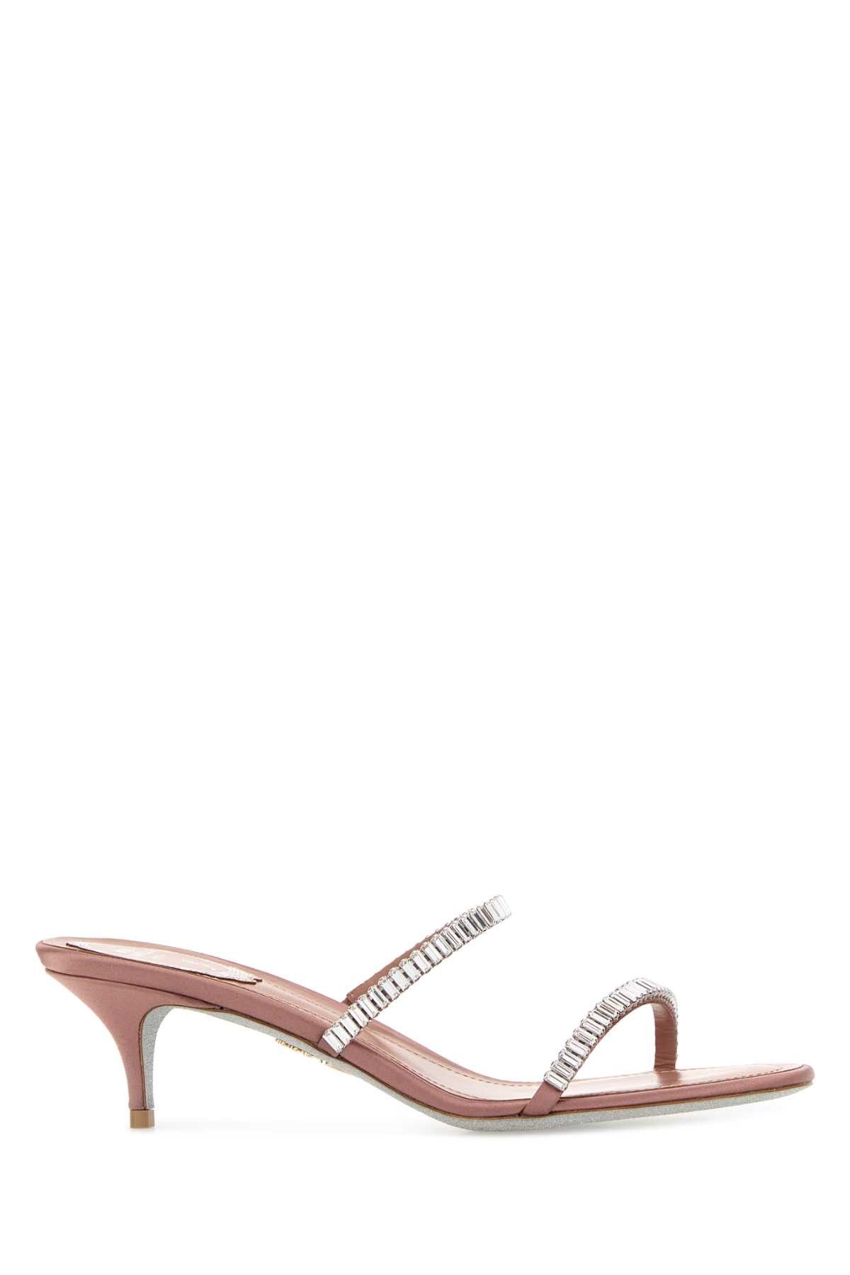Rene Caovilla Antiqued Pink Satin Spark Mules Size US 6 / IT 36 - 1 Thumbnail