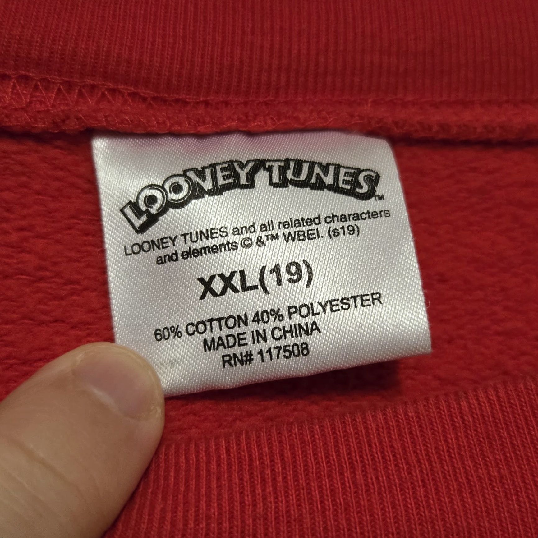 Vintage VINTAGE Looney Tunes Sweatshirt 2XL Red Graphic Cartoon Pullover Women Long Sleeve Round Neck 90s Bugs Bunny Logo Fleece Cotton Sweater Size XXL / US 16-18 / IT 52-54 - 4 Thumbnail
