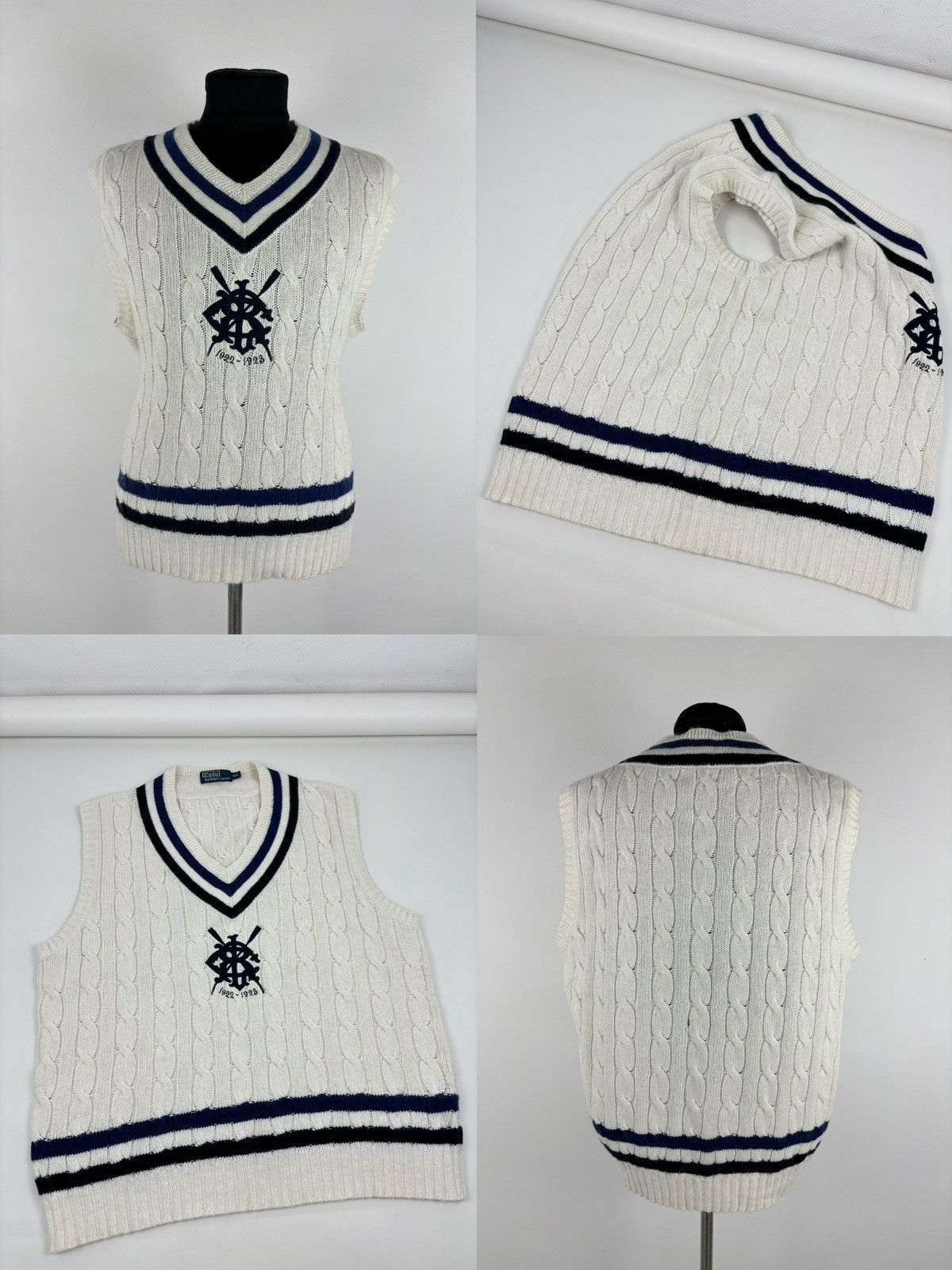 Polo Ralph Lauren 1922-1923 POLO Cashmere Cable-Knit Vest Tenis Gilet Jumper Size US XL / EU 56 / 4 - 1 Thumbnail