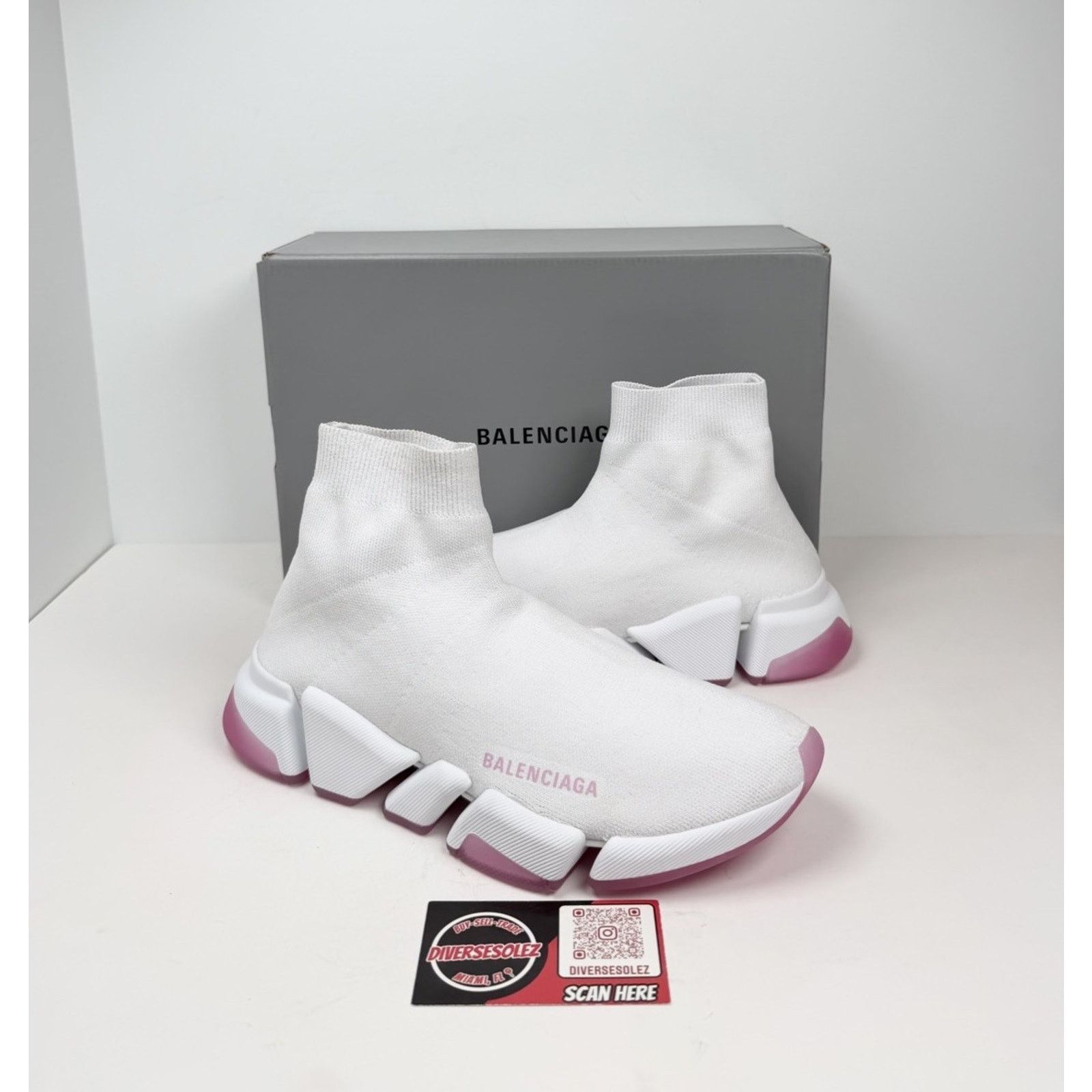 Balenciaga Size 40EU/10W - Balenciaga White/Pink Speed NEW Size US 10 / IT 40 - 1 Thumbnail