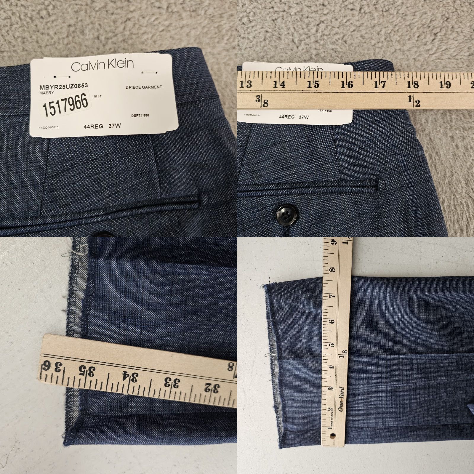 Calvin Klein Calvin Klein Dress Pants Mens 34W Blue Mabry Flat Front Suit Separate Dress Pants Regular Slacks Size 34R - 8 Thumbnail